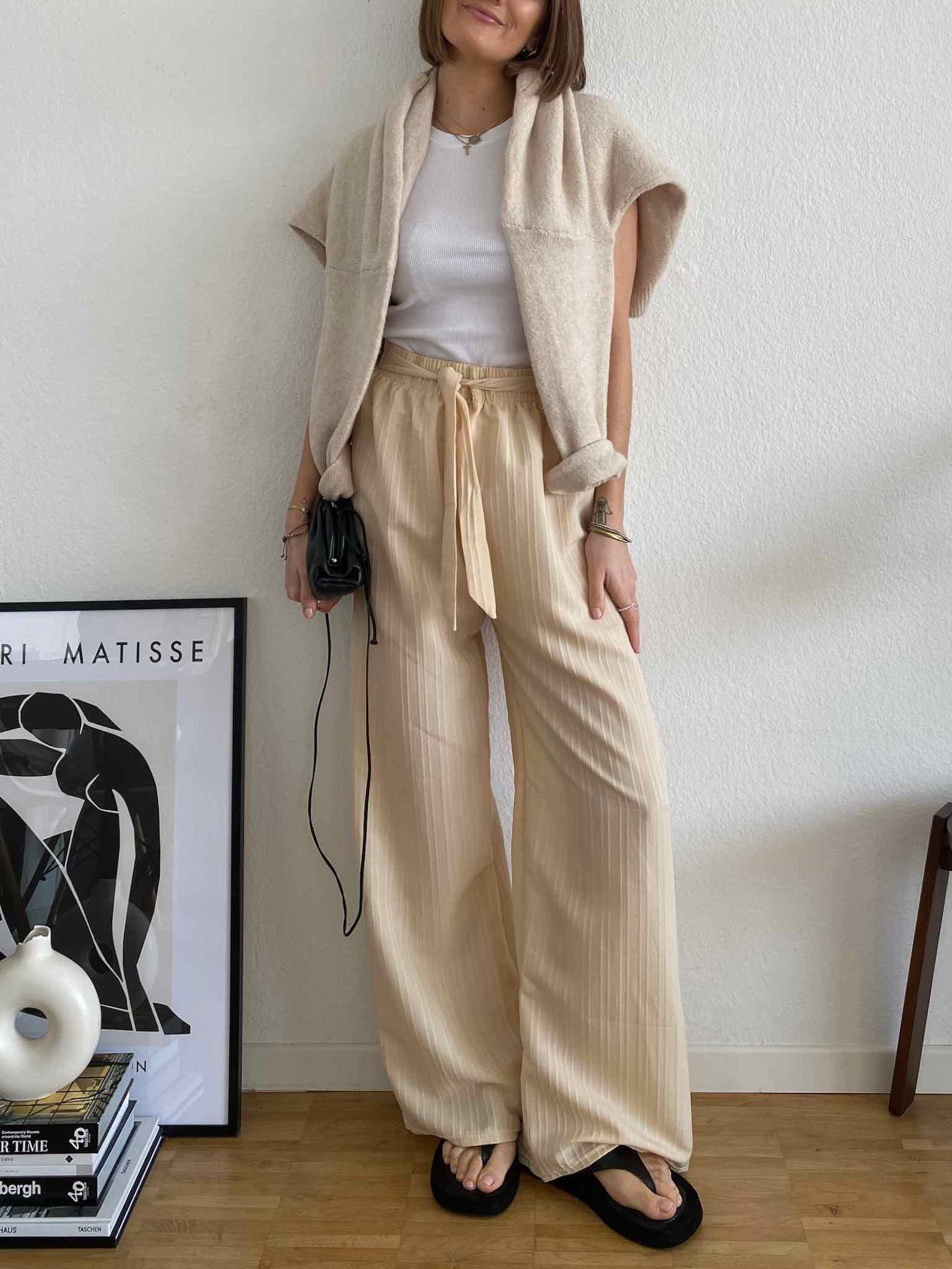 Summer Pants mit Bindegürtel für Damen in Vanilla von Maingold Basics
