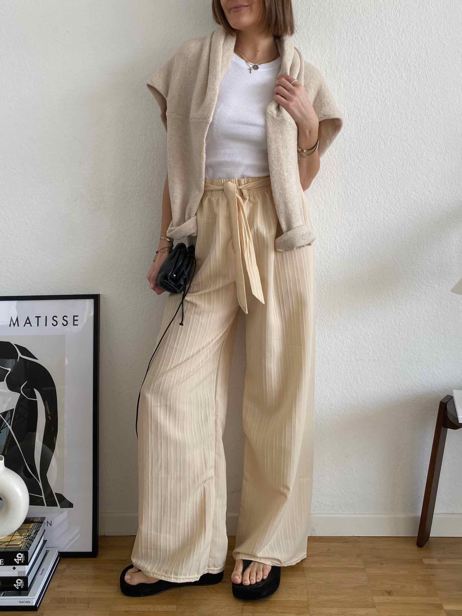 Summer Pants mit Bindegürtel für Damen in Vanilla von Maingold Basics