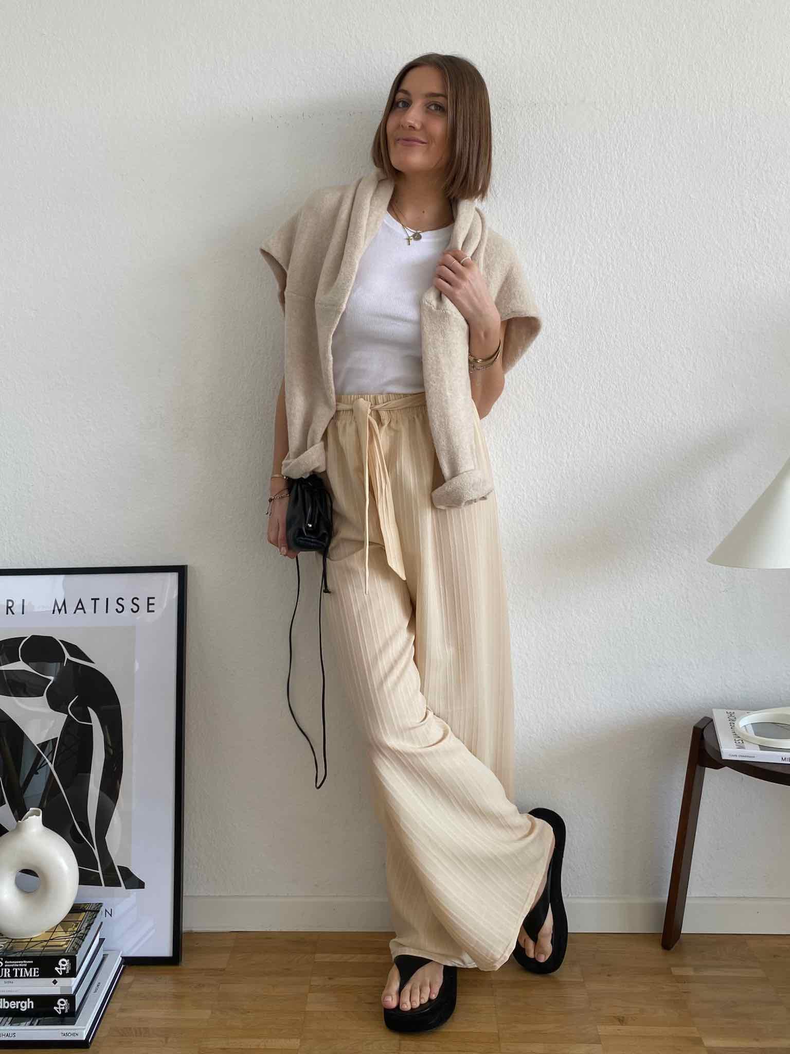 Summer Pants mit Bindegürtel für Damen in Vanilla von Maingold Basics