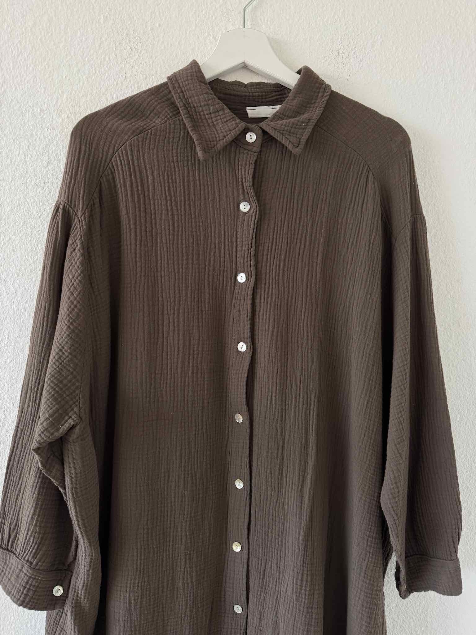 Super Oversize Musselin Bluse für Damen in Brown von Maingold Basics