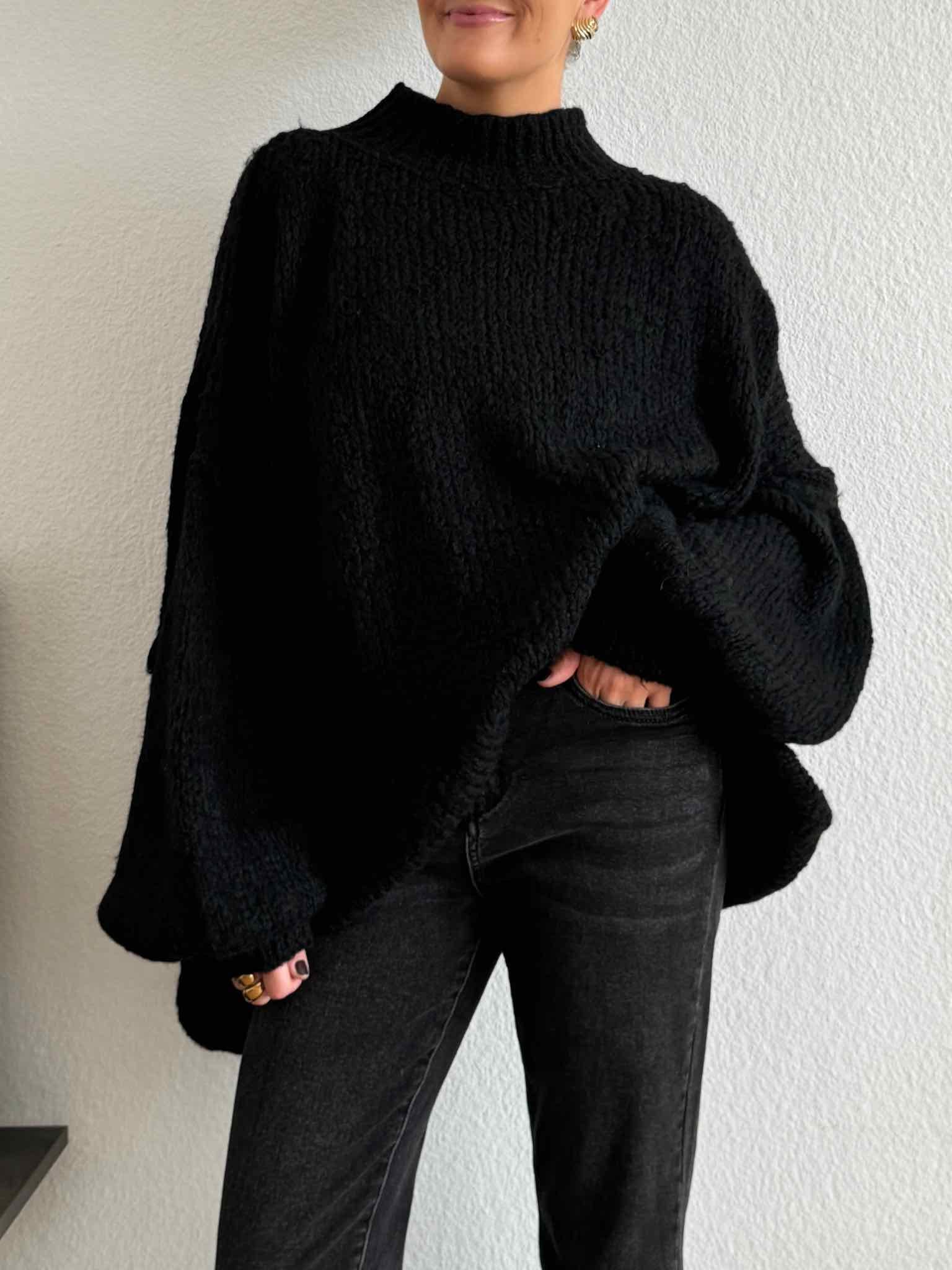 Super Oversized Kuschel Pullover für Damen in Black von Maingold Basics