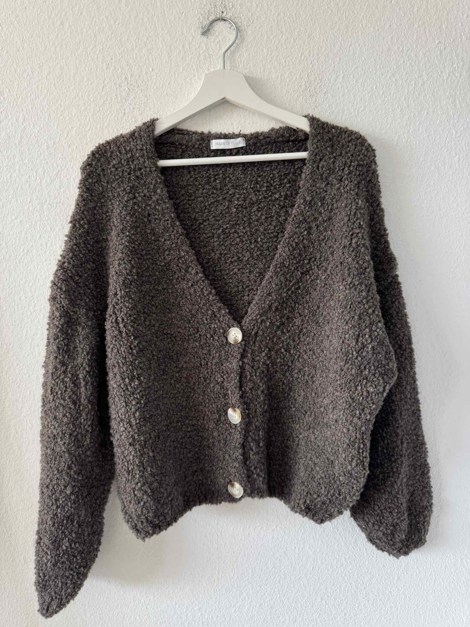 Teddy Cardigan für Damen in Dark Taupe von Maingold Basics