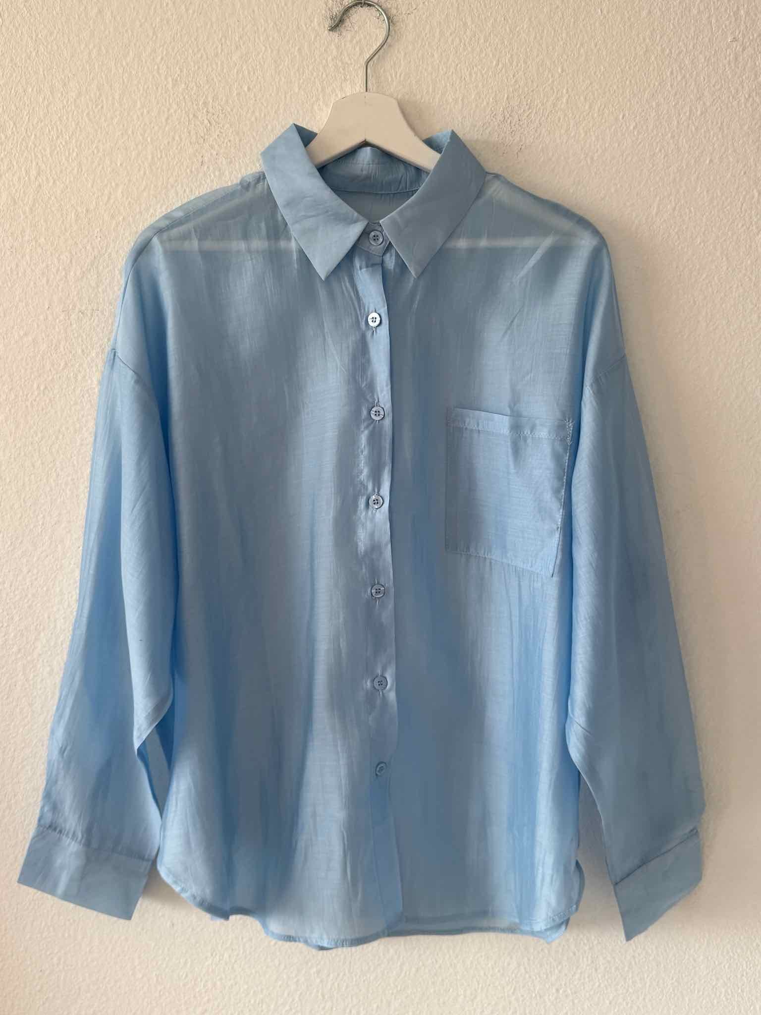Transparente Oversize Bluse für Damen in Baby Blue von Maingold Basics