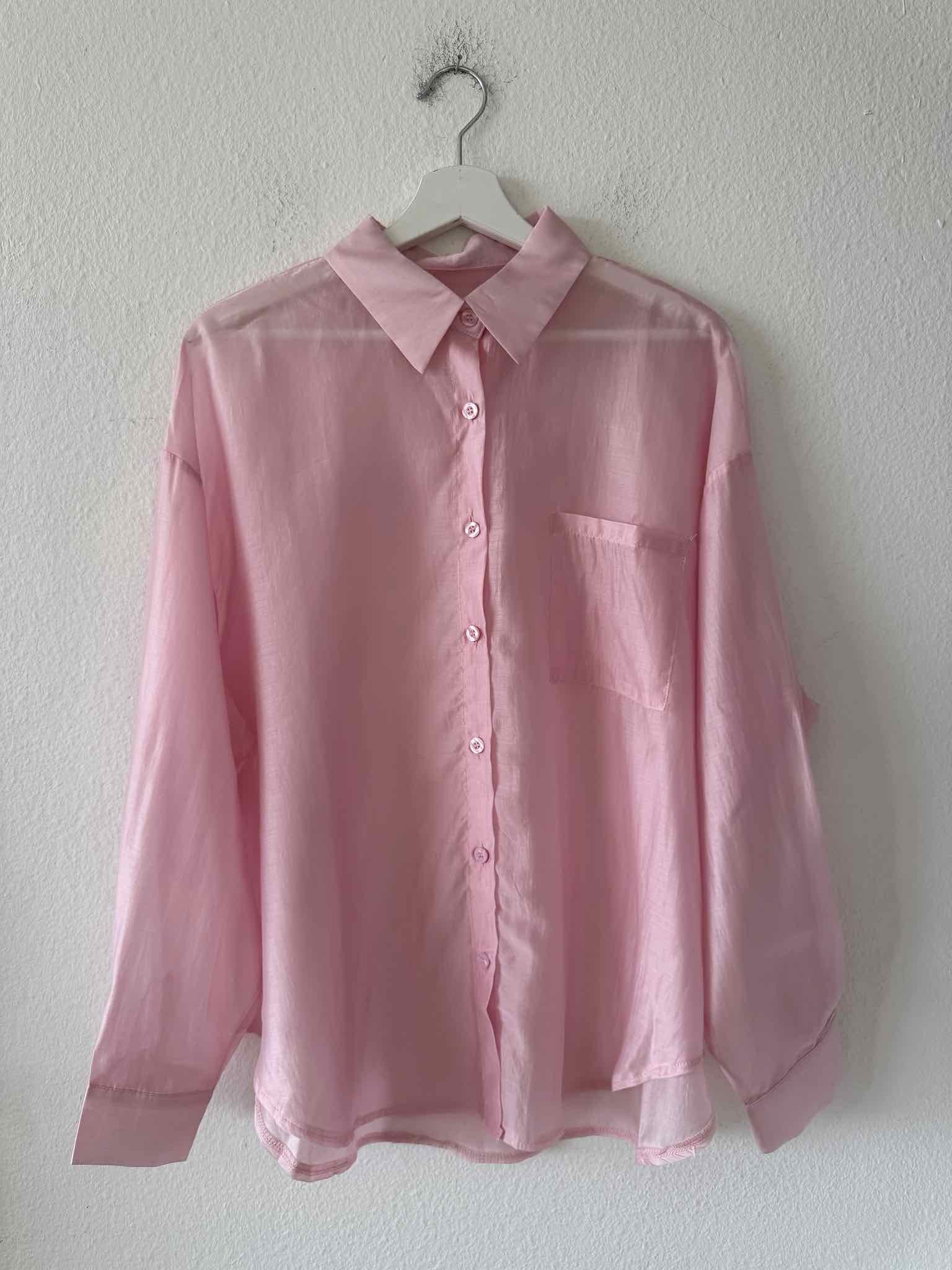 Transparente Oversize Bluse für Damen in Baby Pink von Maingold Basics