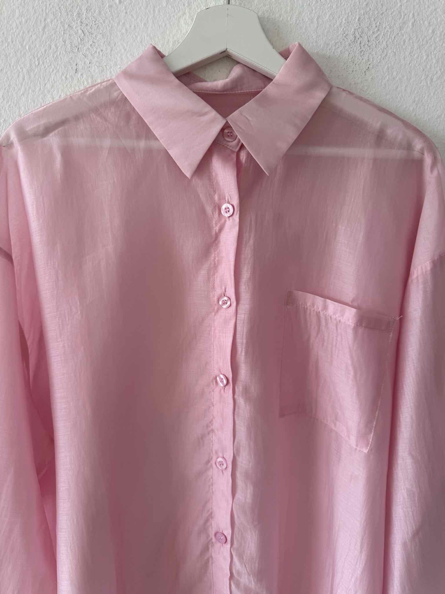 Transparente Oversize Bluse für Damen in Baby Pink von Maingold Basics