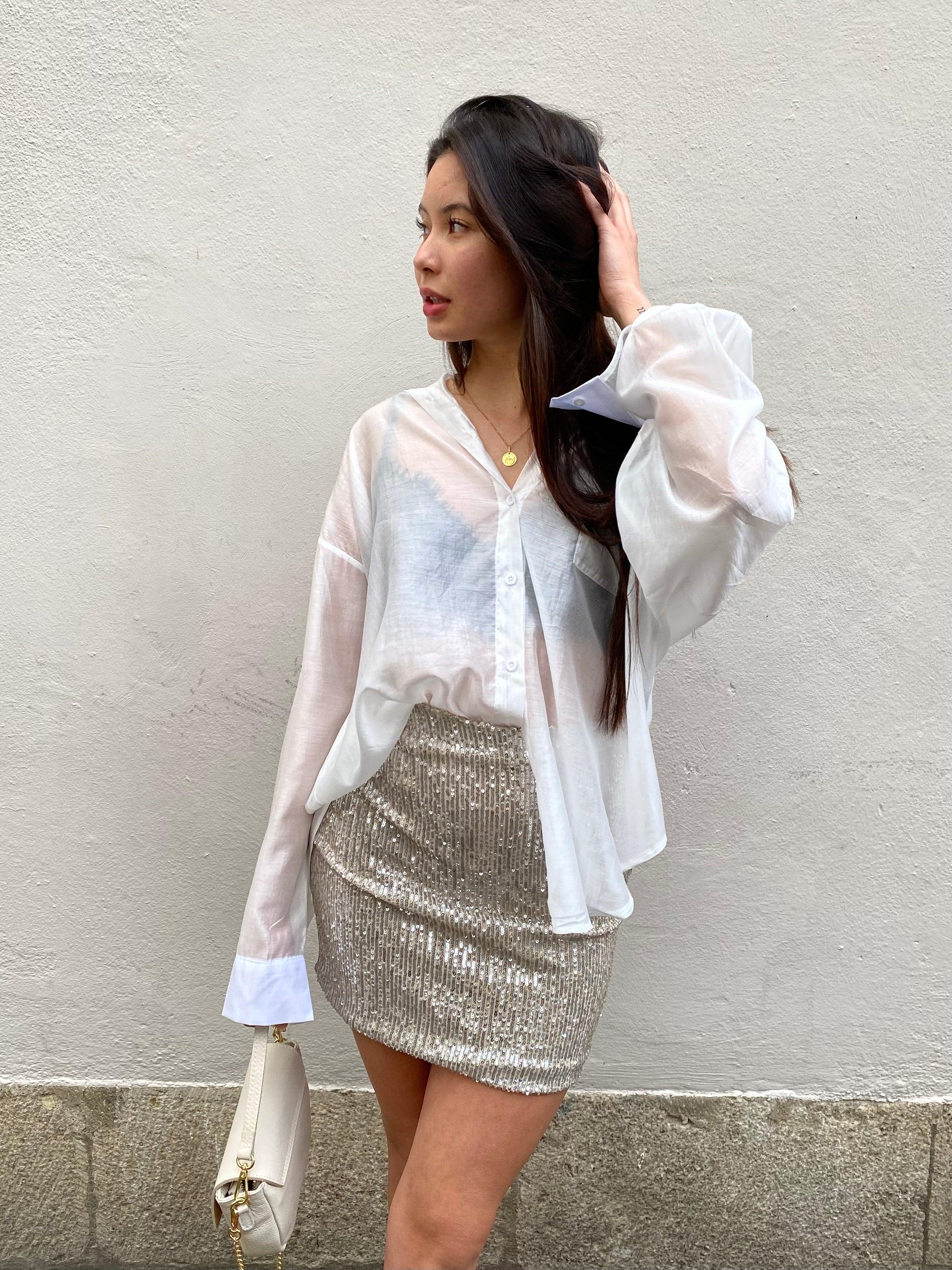 Transparente Oversize Bluse - White
