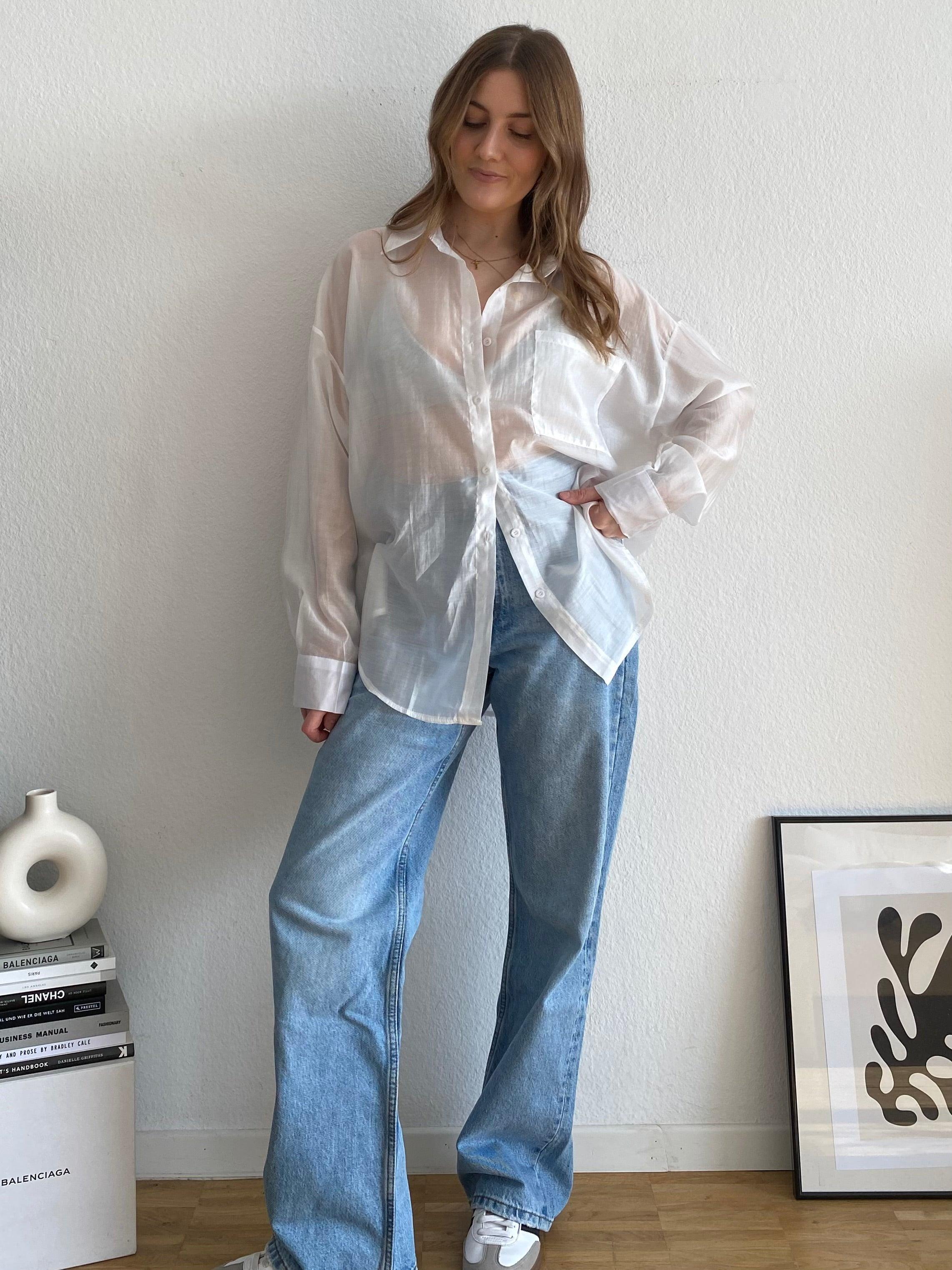 Transparente Oversize Bluse - White