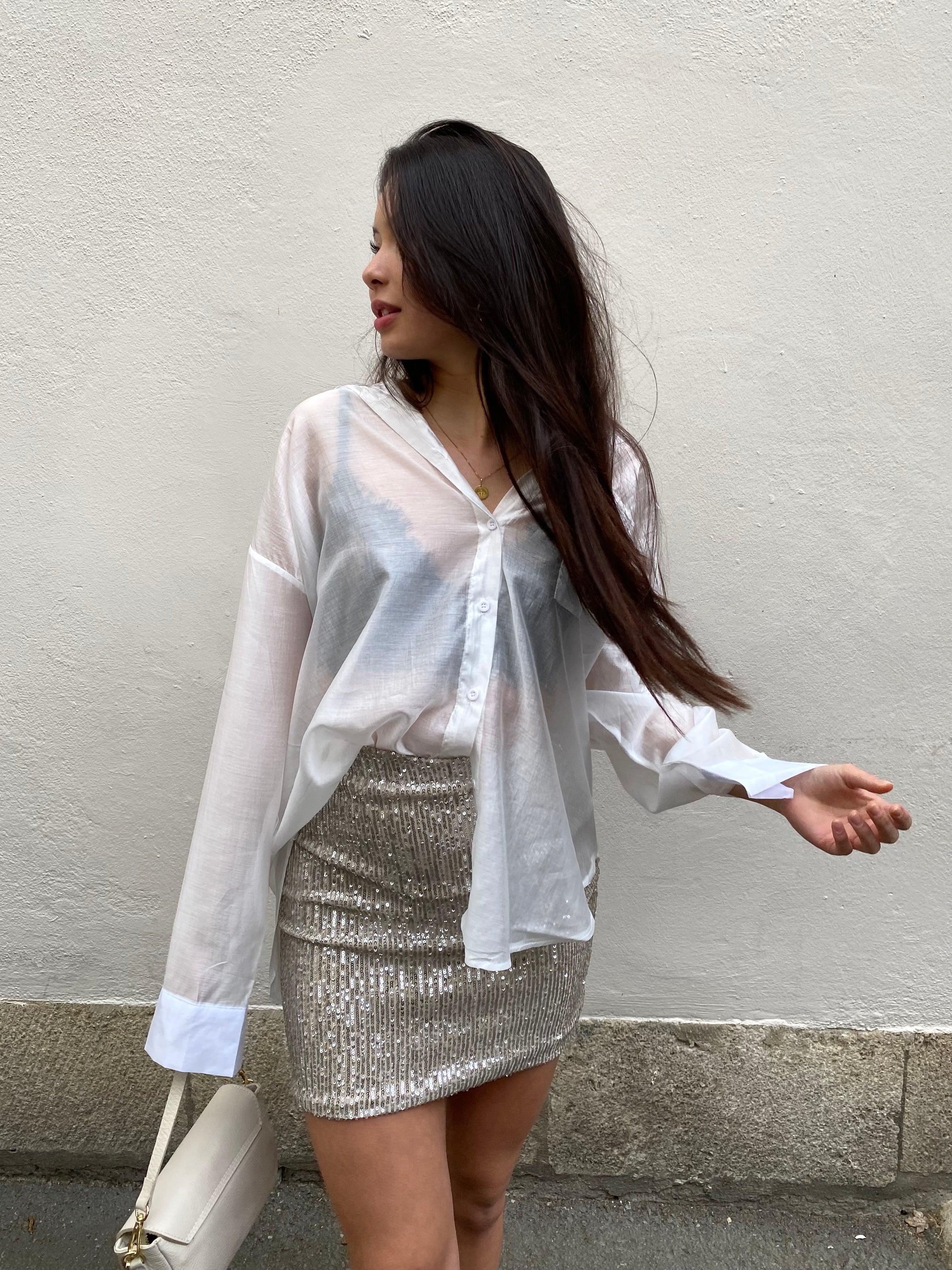 Transparente Oversize Bluse - White