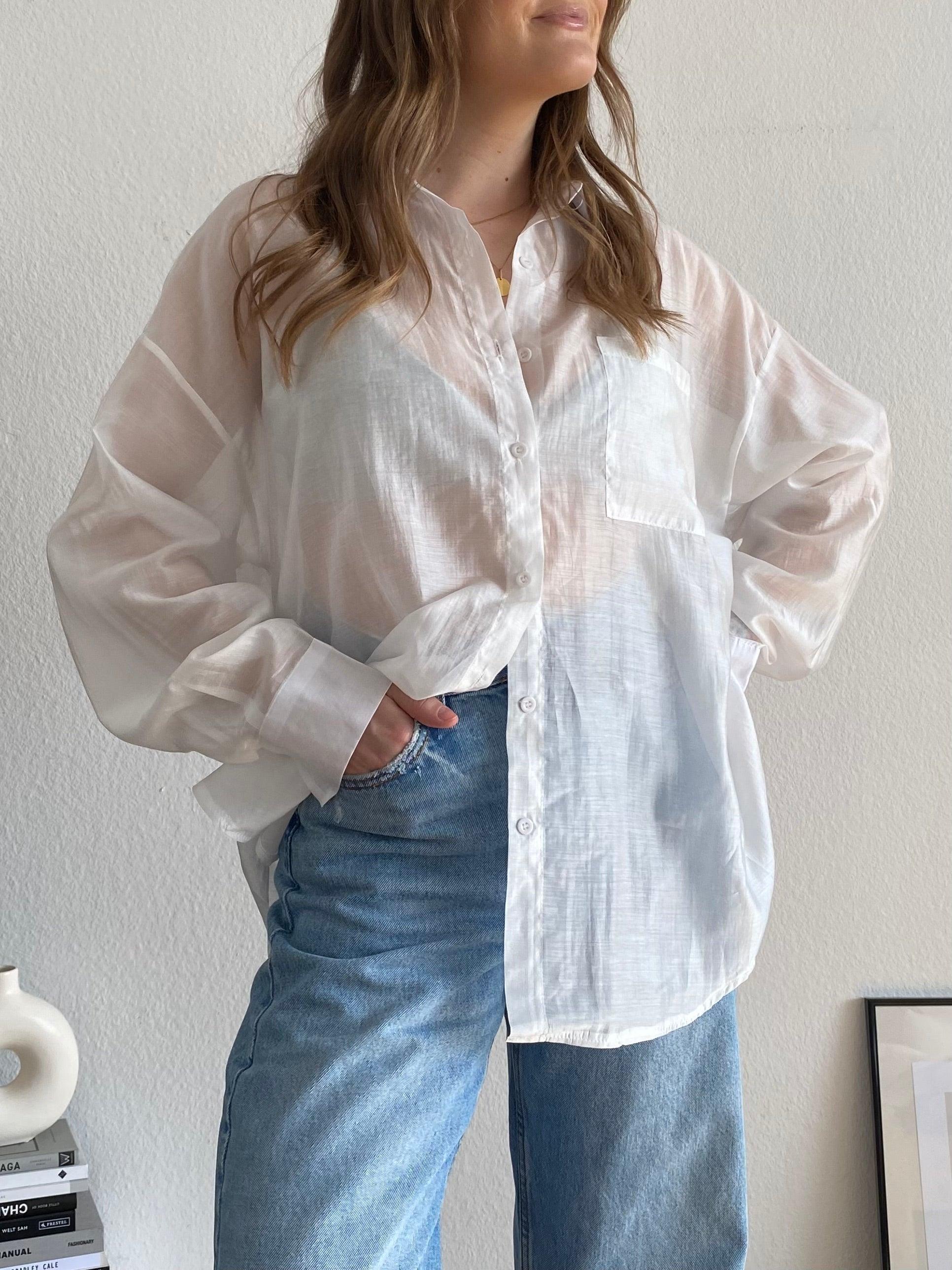 Transparente Oversize Bluse - White