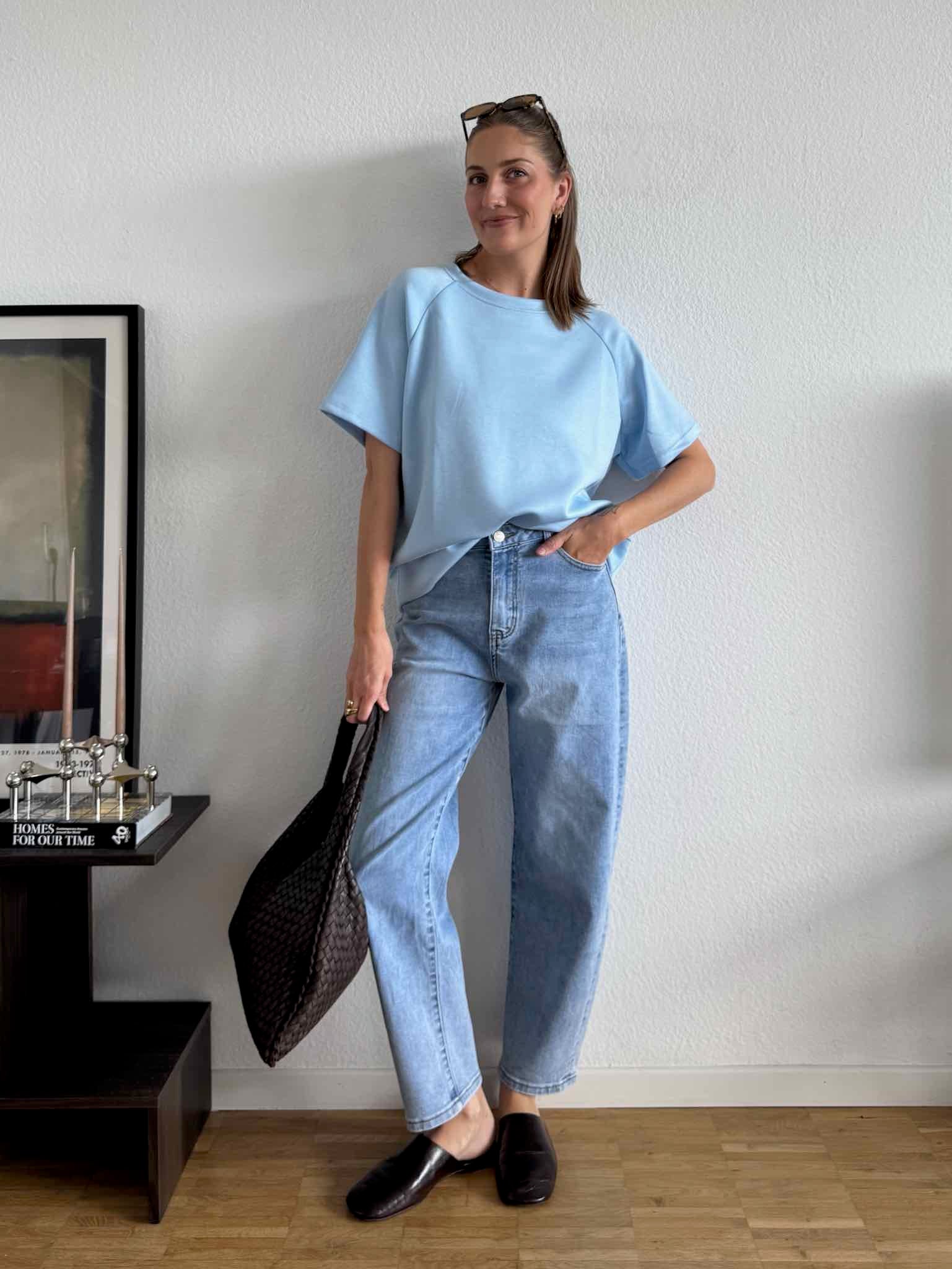 Viskose T-Shirt für Damen in Baby Blue von Maingold Basics