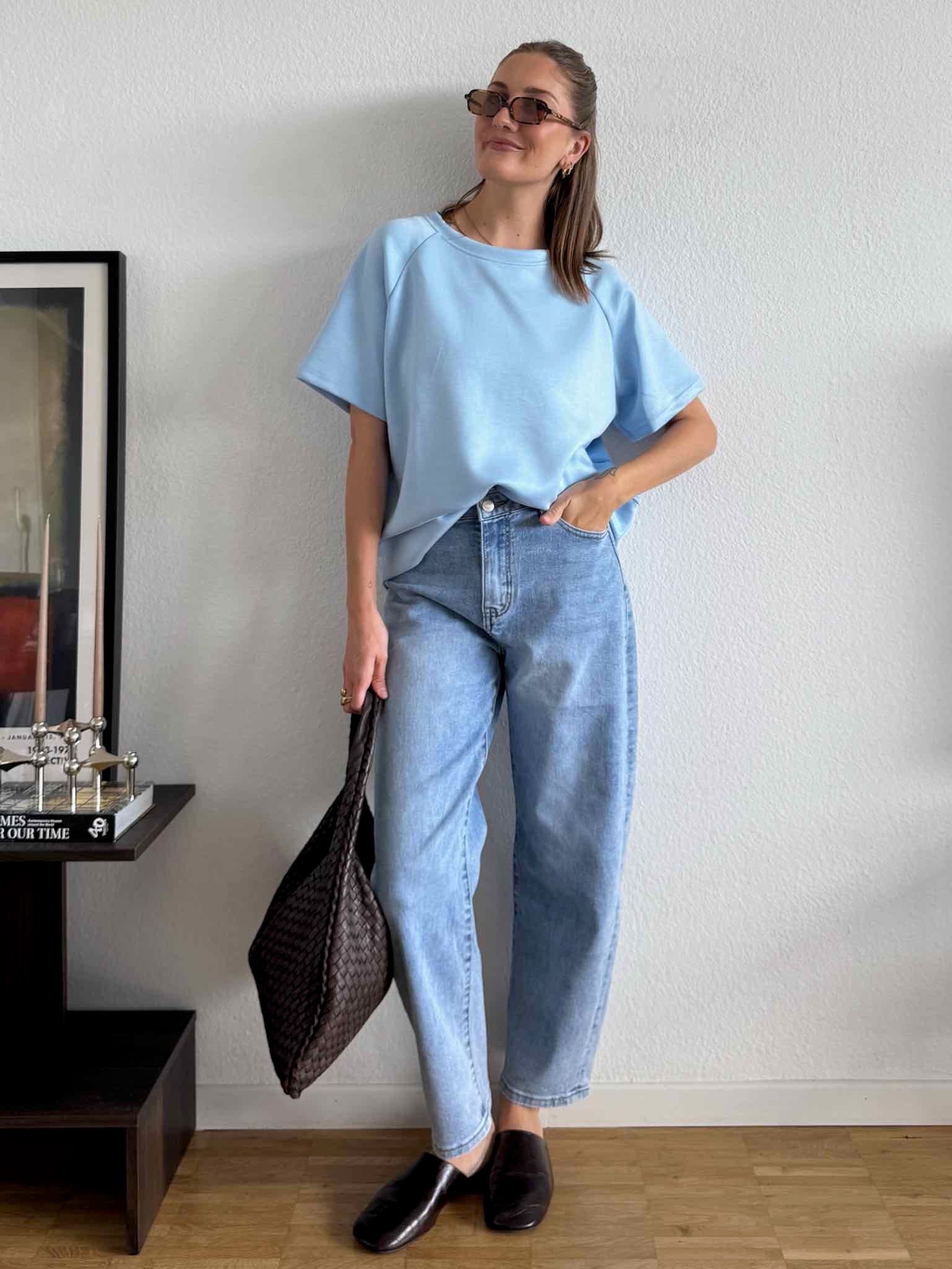 Viskose T-Shirt für Damen in Baby Blue von Maingold Basics