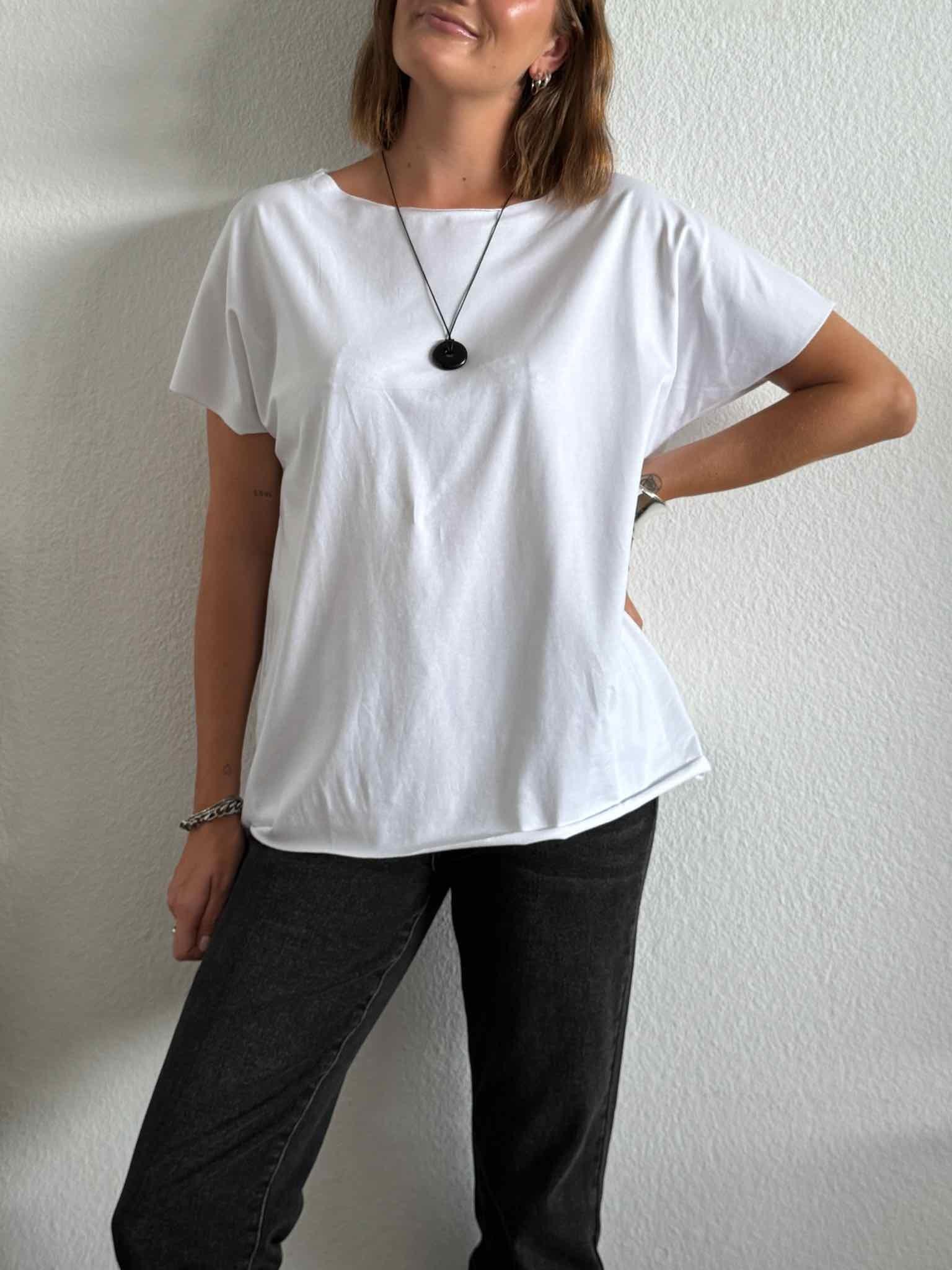 Basic Cutted T-Shirt für Damen in White von Maingold Basics