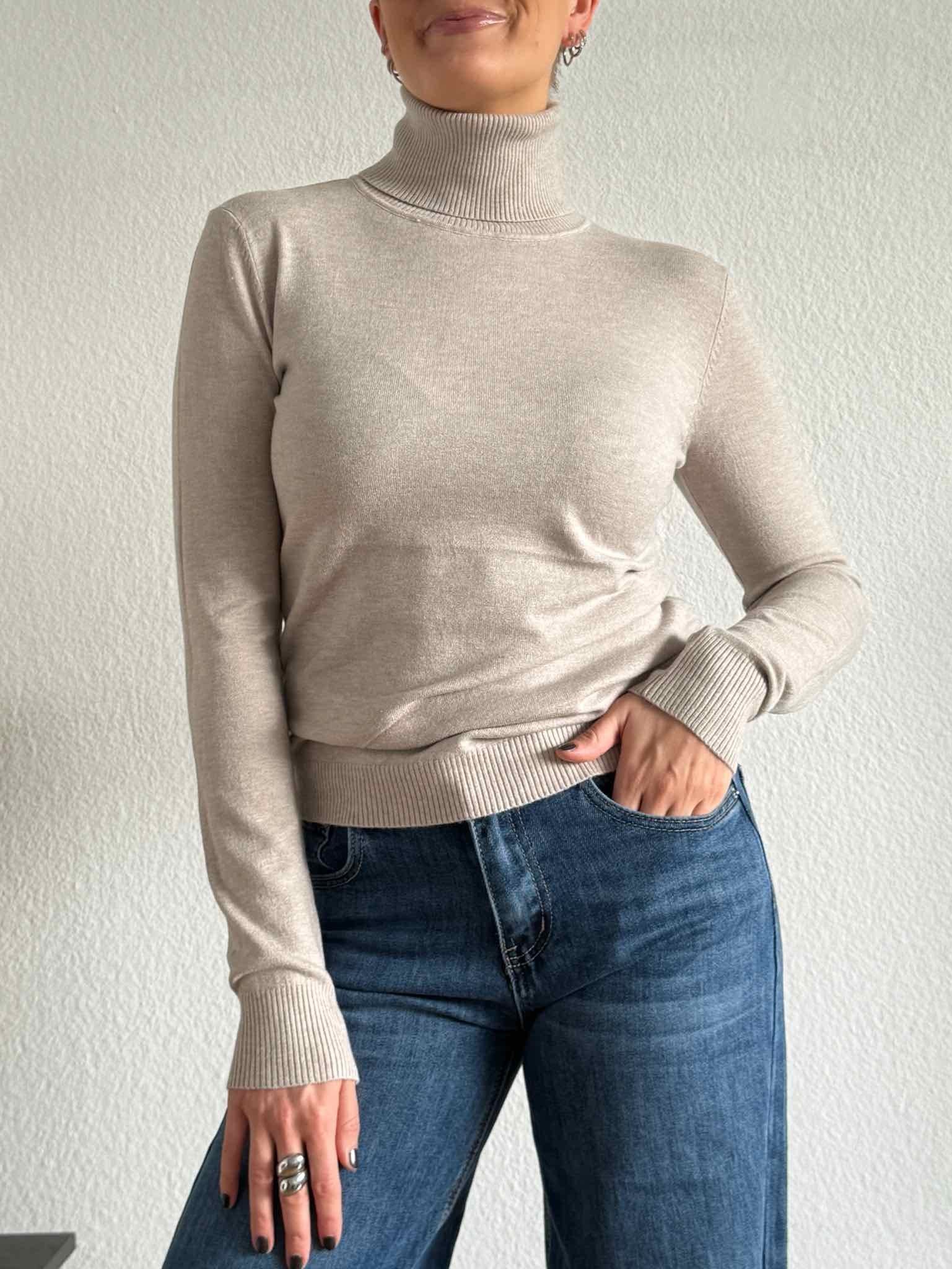 Basic Rollkragen Pulli für Damen in Beige von Maingold Basics