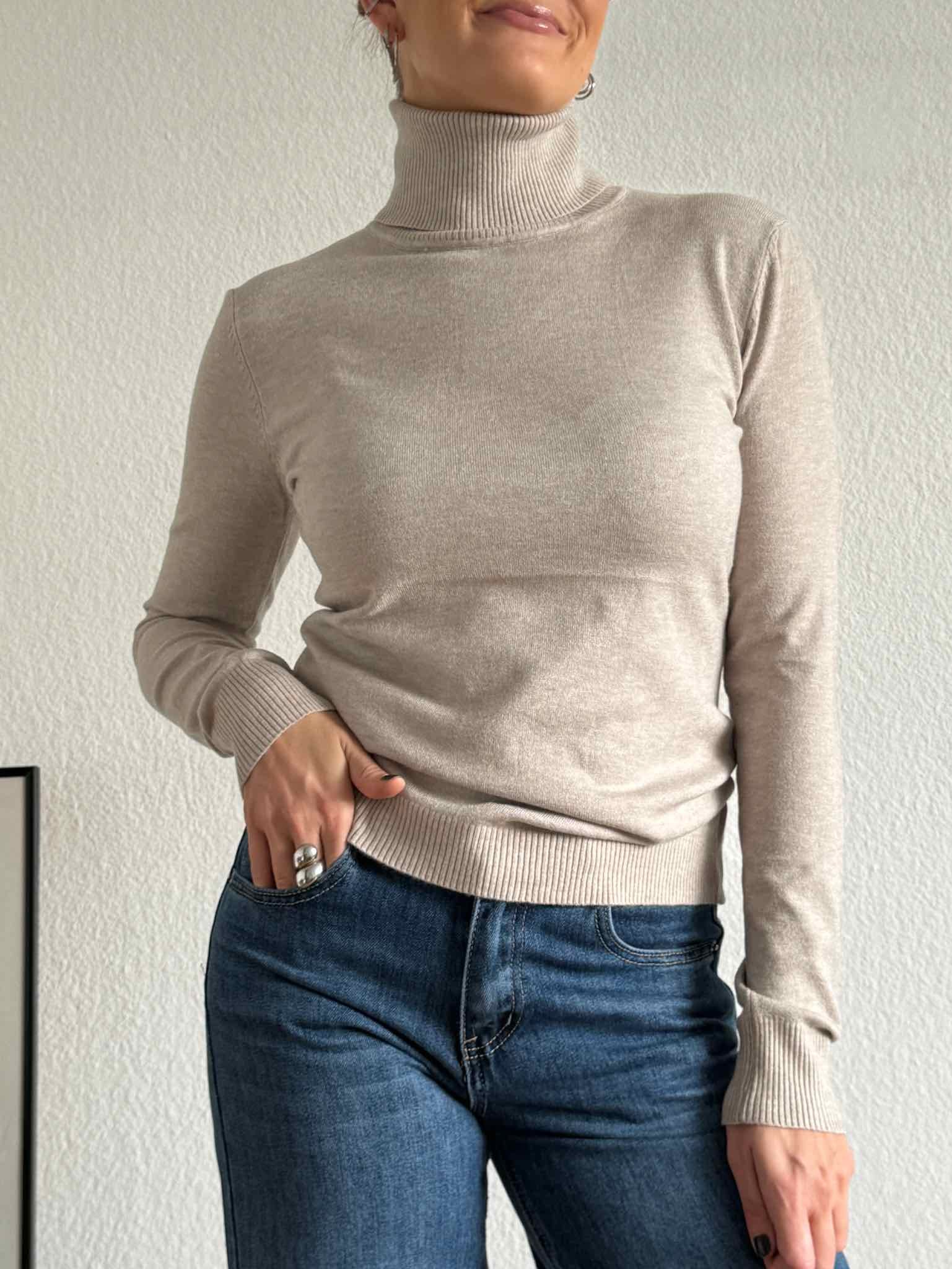 Basic Rollkragen Pulli für Damen in Beige von Maingold Basics