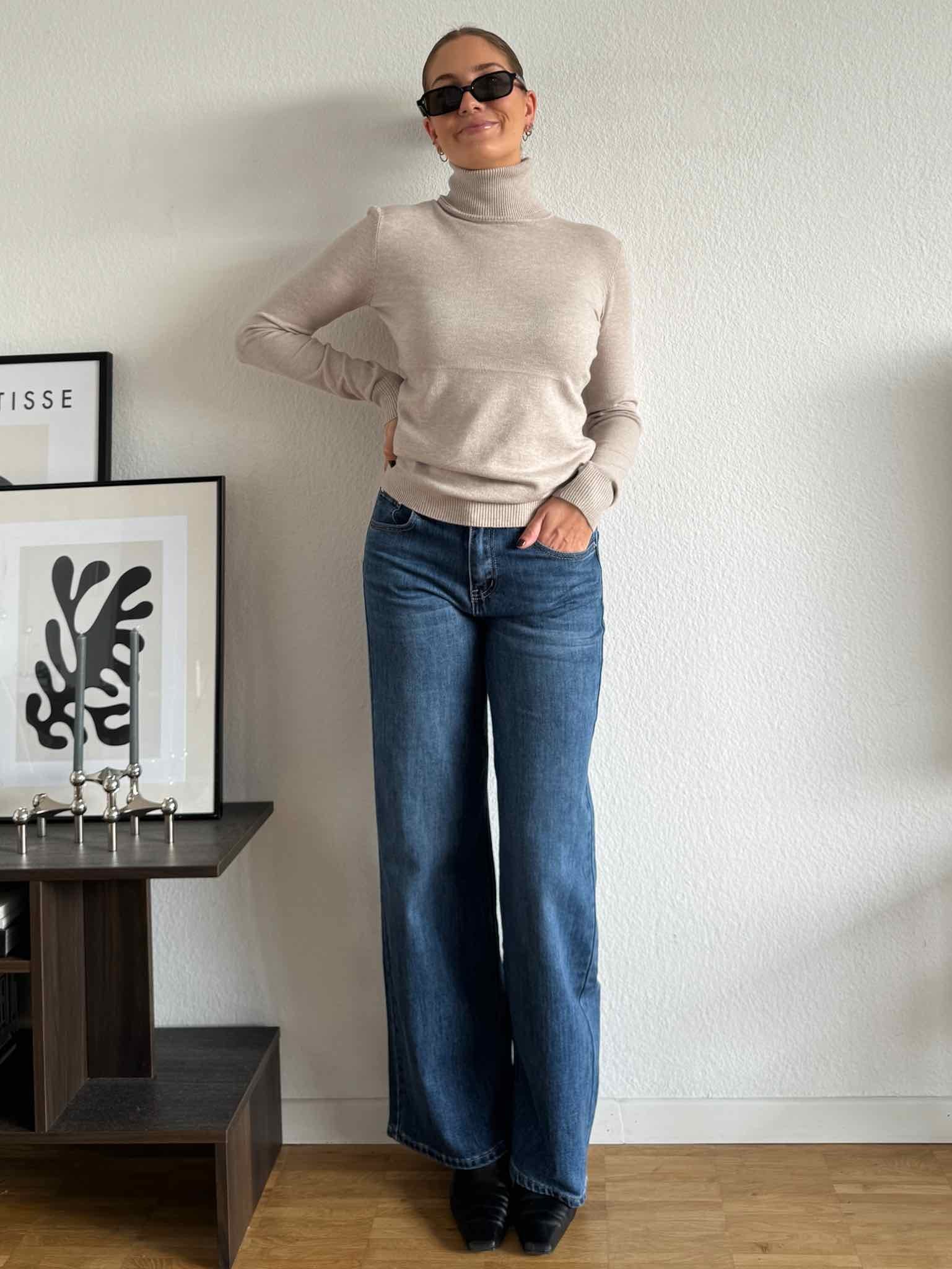 Basic Rollkragen Pulli für Damen in Beige von Maingold Basics