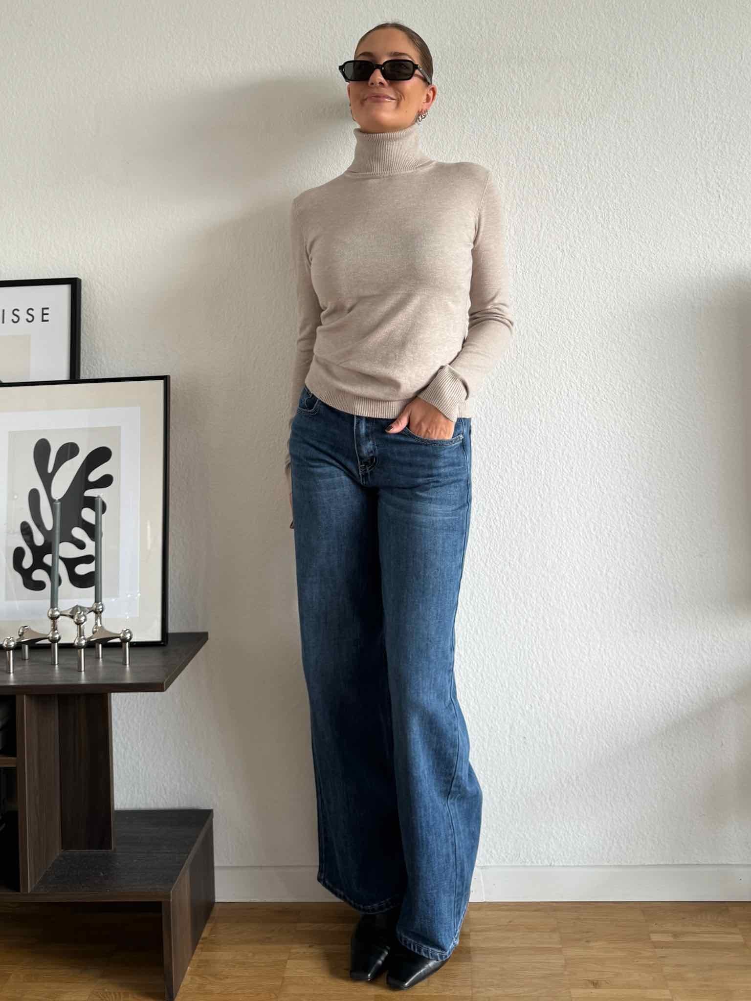 Basic Rollkragen Pulli für Damen in Beige von Maingold Basics