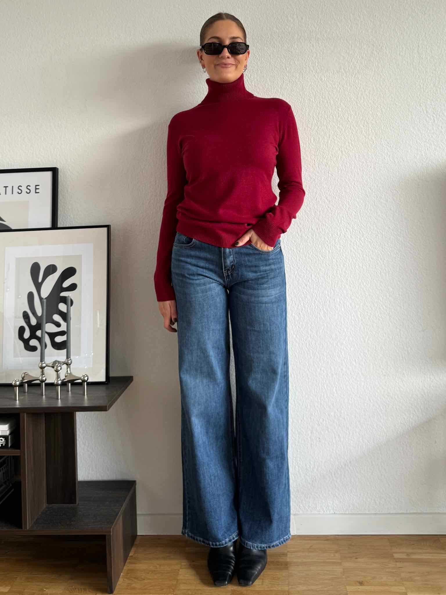 Basic Rollkragen Pulli für Damen in Bordeaux von Maingold Basics