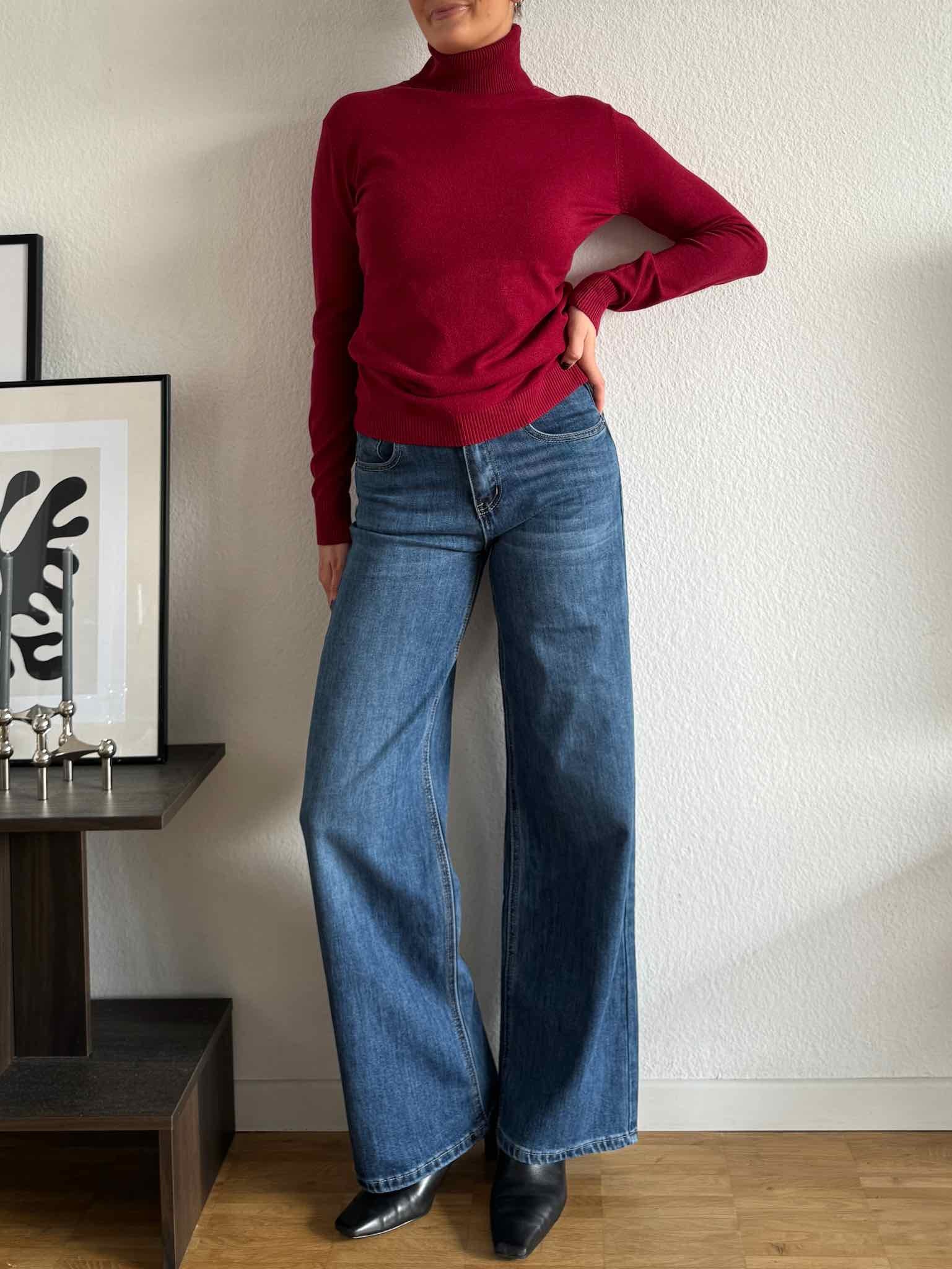 Basic Rollkragen Pulli für Damen in Bordeaux von Maingold Basics