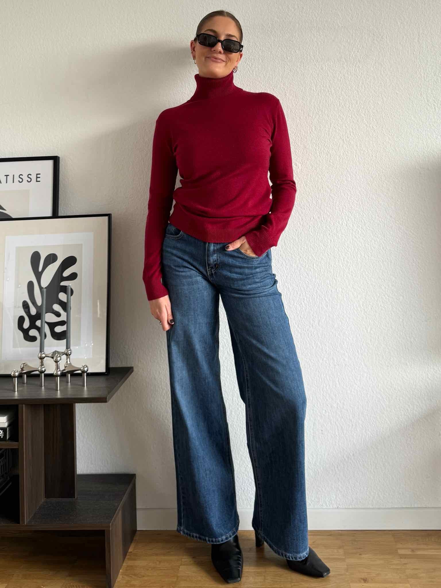 Basic Rollkragen Pulli für Damen in Bordeaux von Maingold Basics