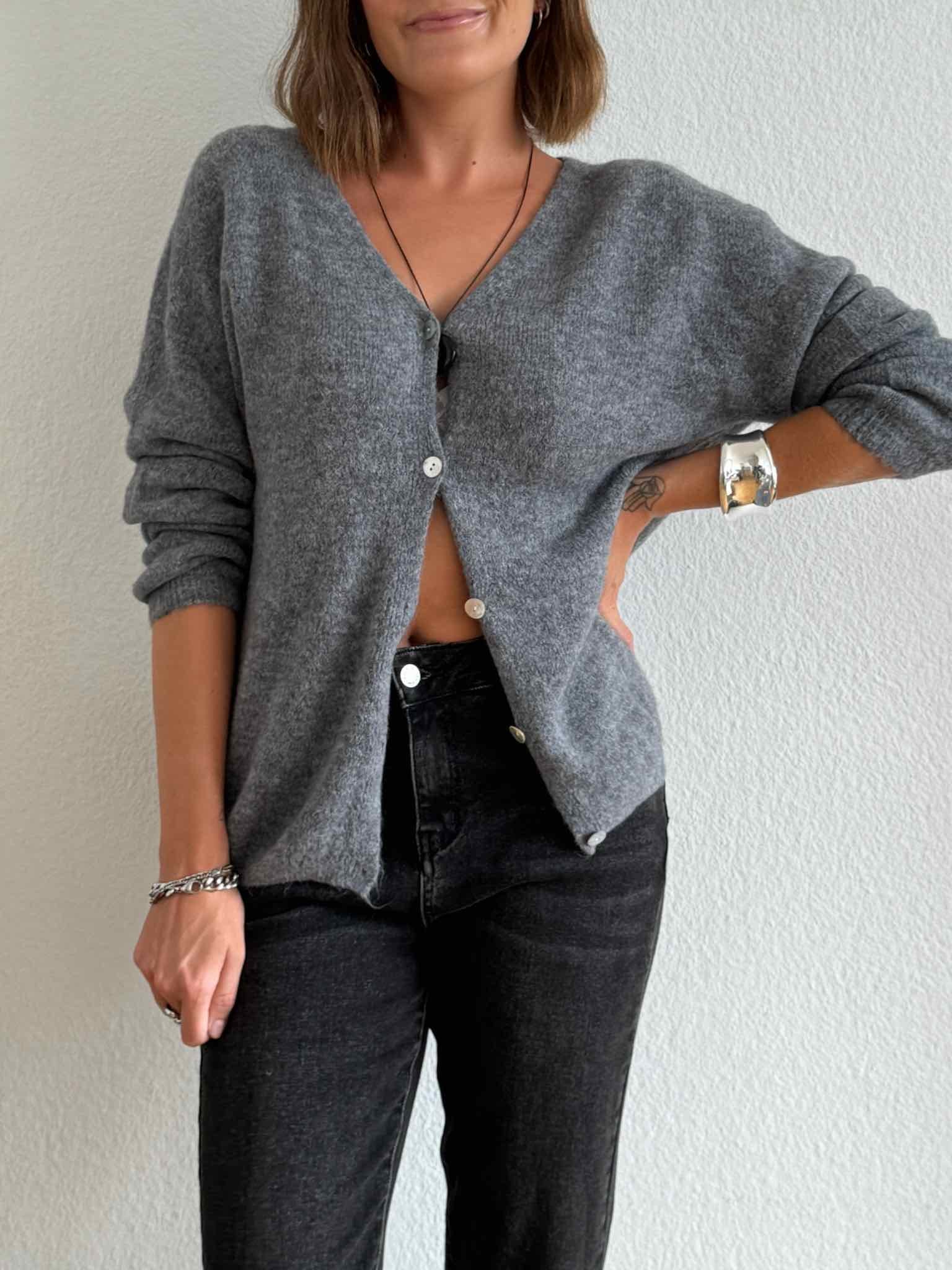 Basic Baby Alpaka Cardigan für Damen in Grey von Maingold Basics