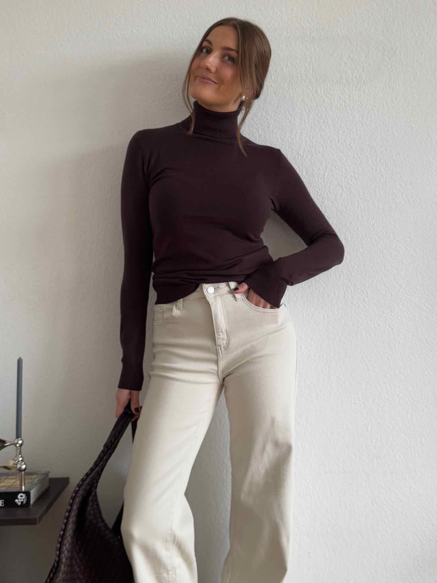 Basic Rollkragen Pulli für Damen in Chocolate von Maingold Basics