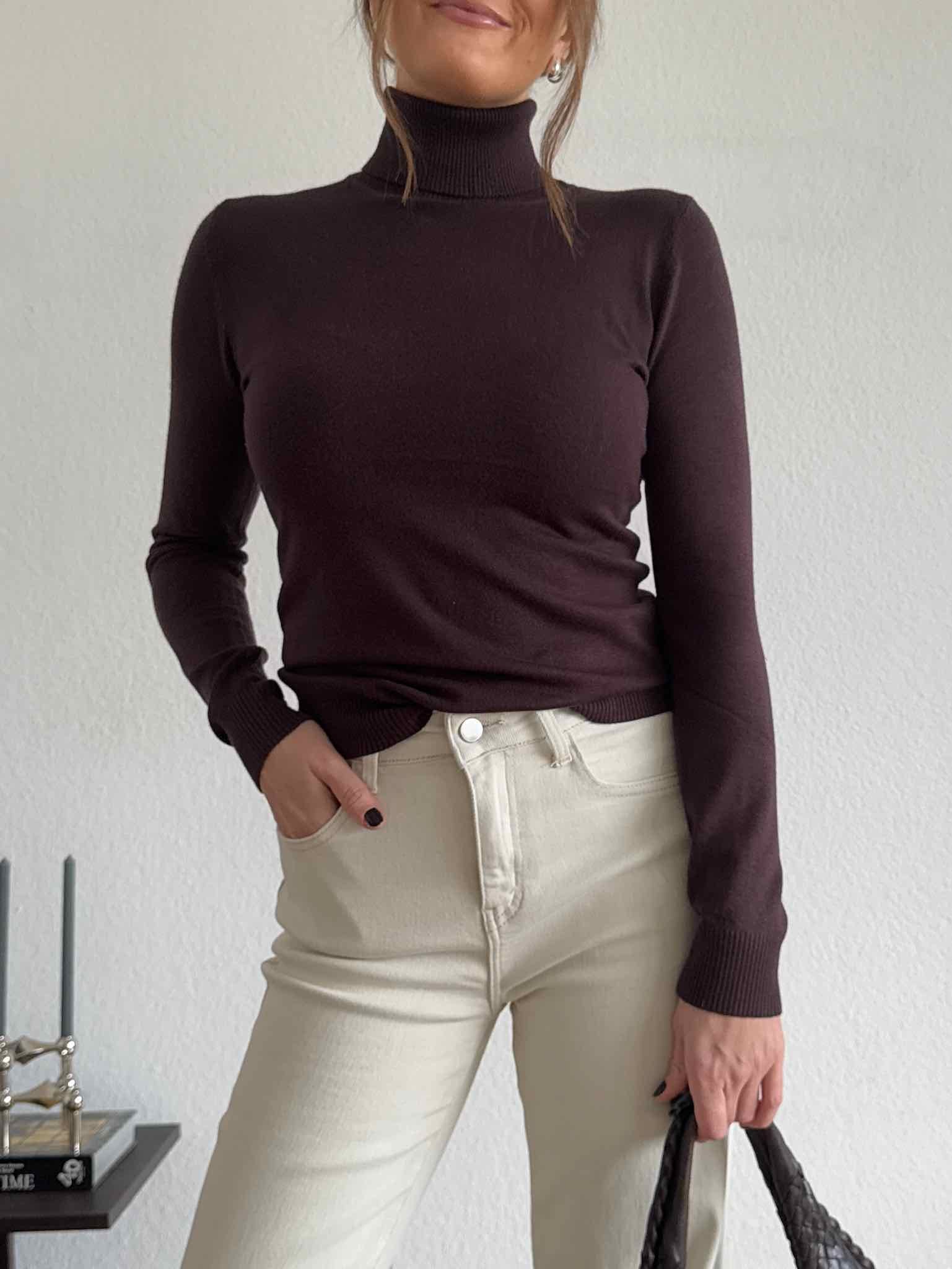 Basic Rollkragen Pulli für Damen in Chocolate von Maingold Basics