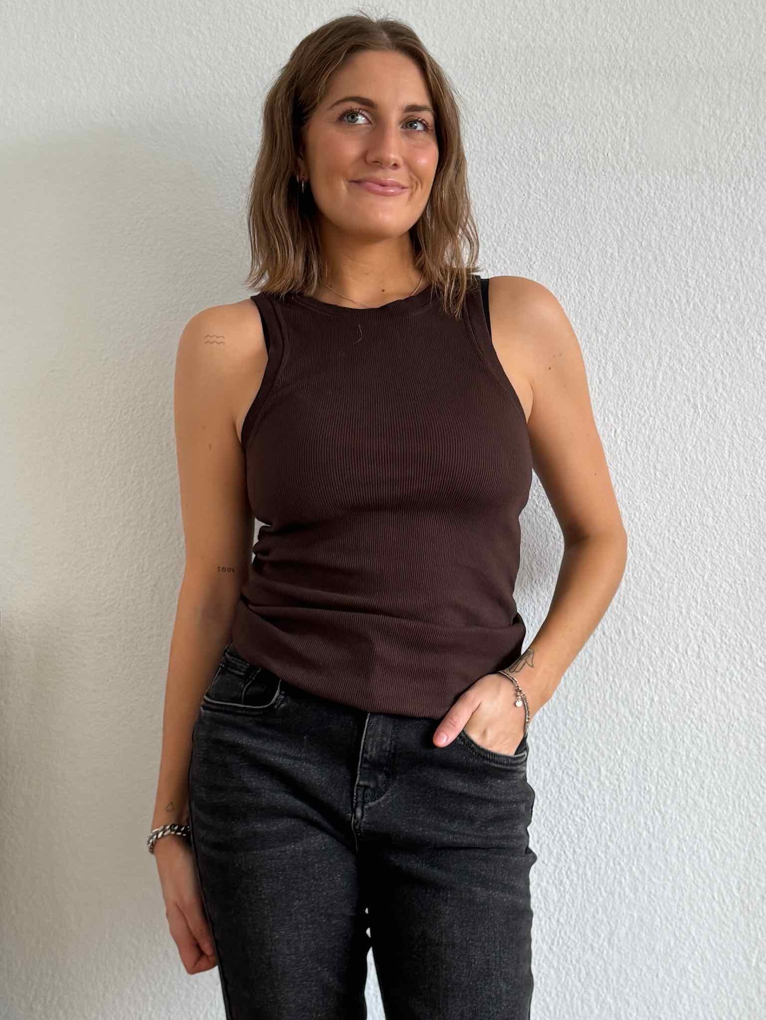 Basic Tank Top für Damen in Chocolate von Maingold Basics