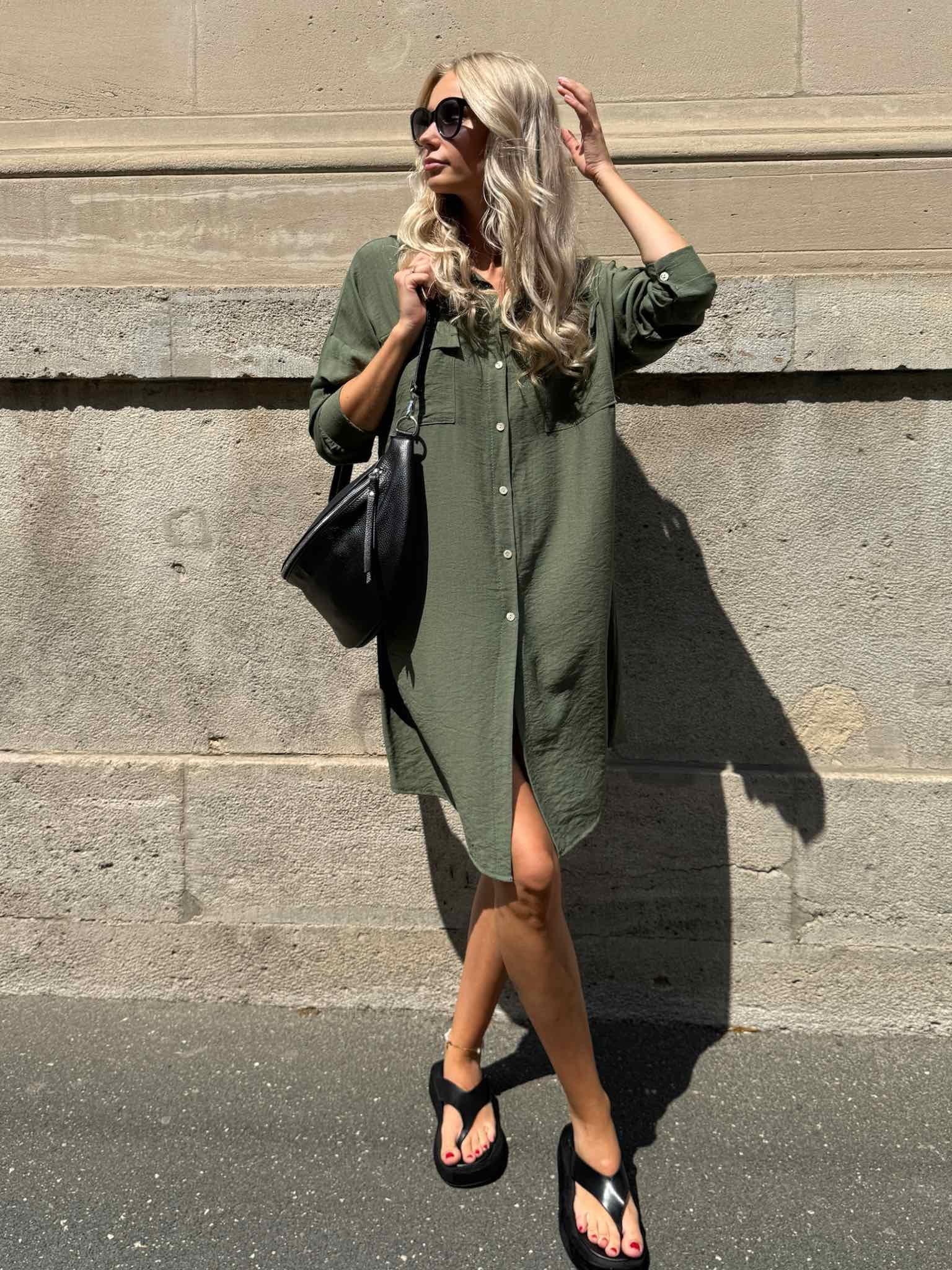 Blusenkleid Lina für Damen in Olive von Maingold Basics