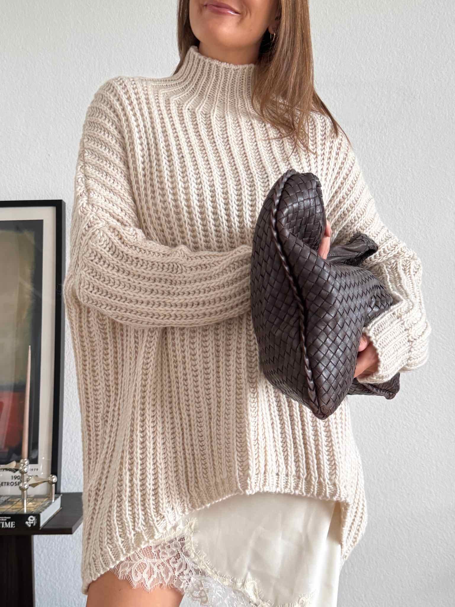 Chunky Knit Pullover für Damen in Beige von Maingold Basics