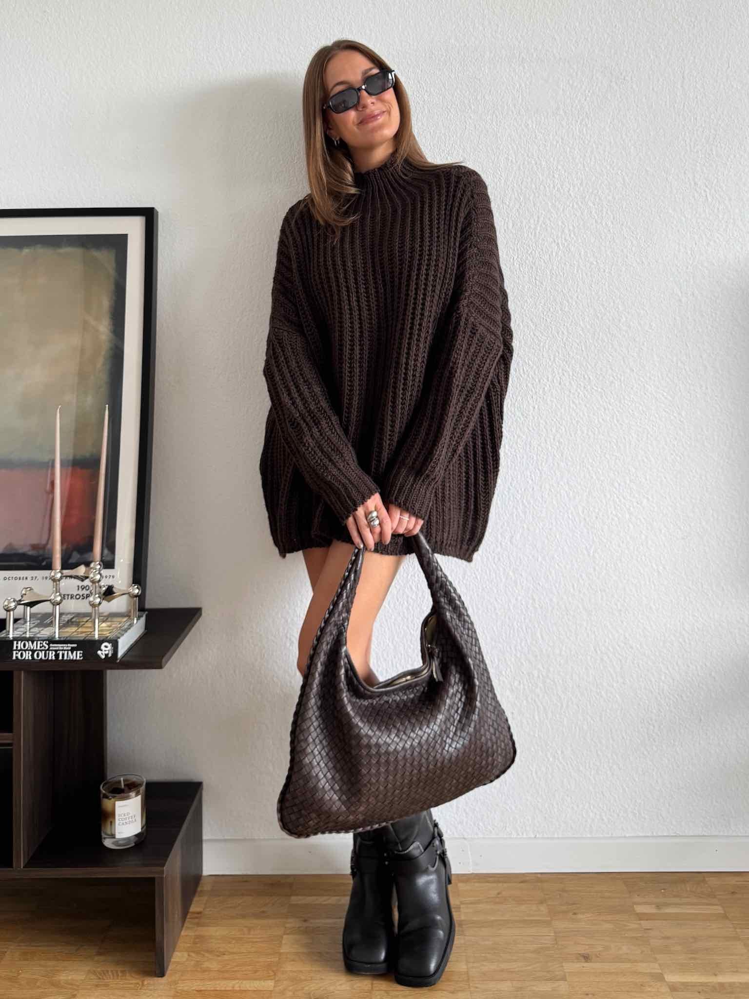 Chunky Knit Pullover für Damen in Chocolate von Maingold Basics