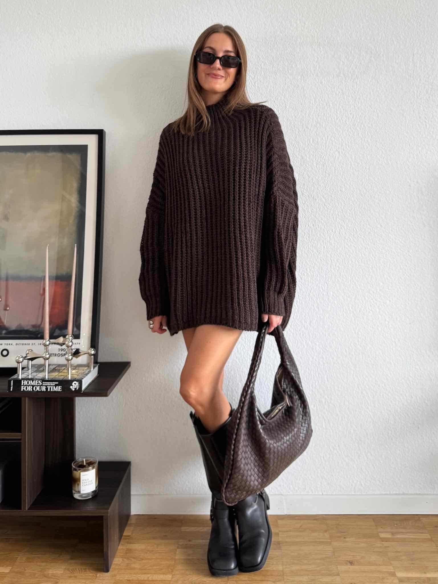 Chunky Knit Pullover für Damen in Chocolate von Maingold Basics