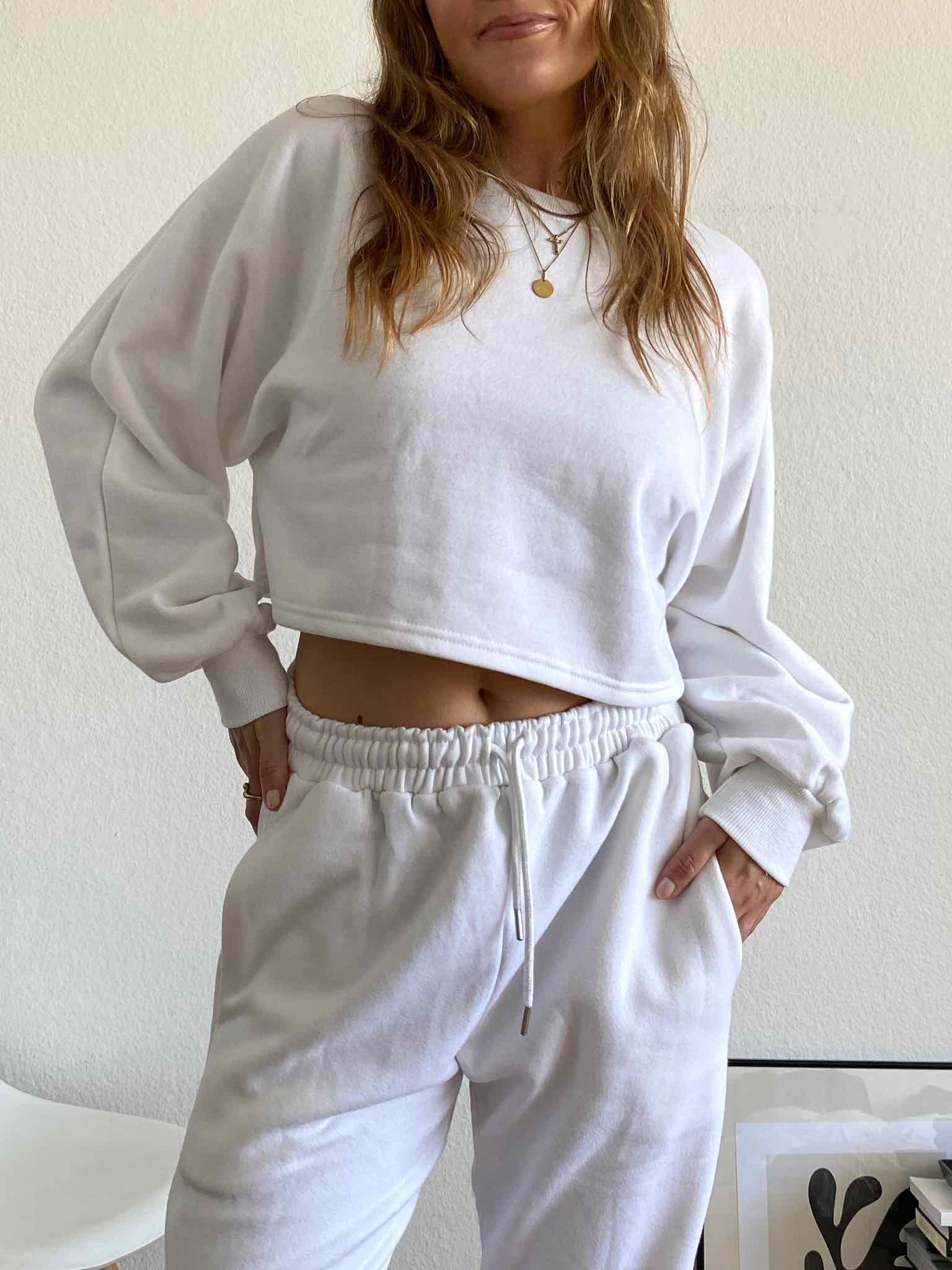 Cropped Sweatshirt für Damen in White von Maingold Basics