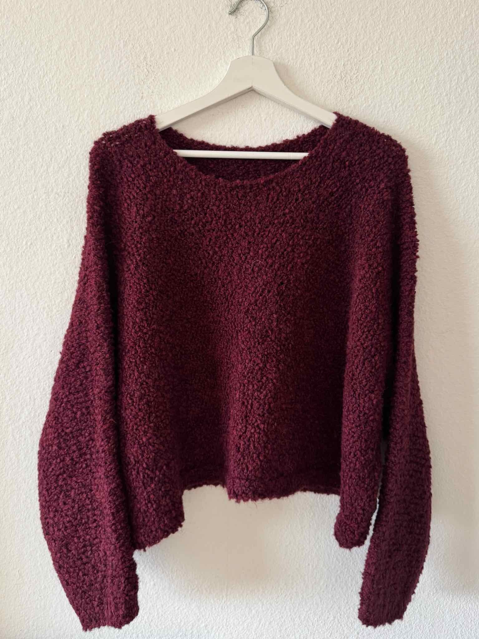 Cropped Teddy Pullover für Damen in Bordeaux von Maingold Basics