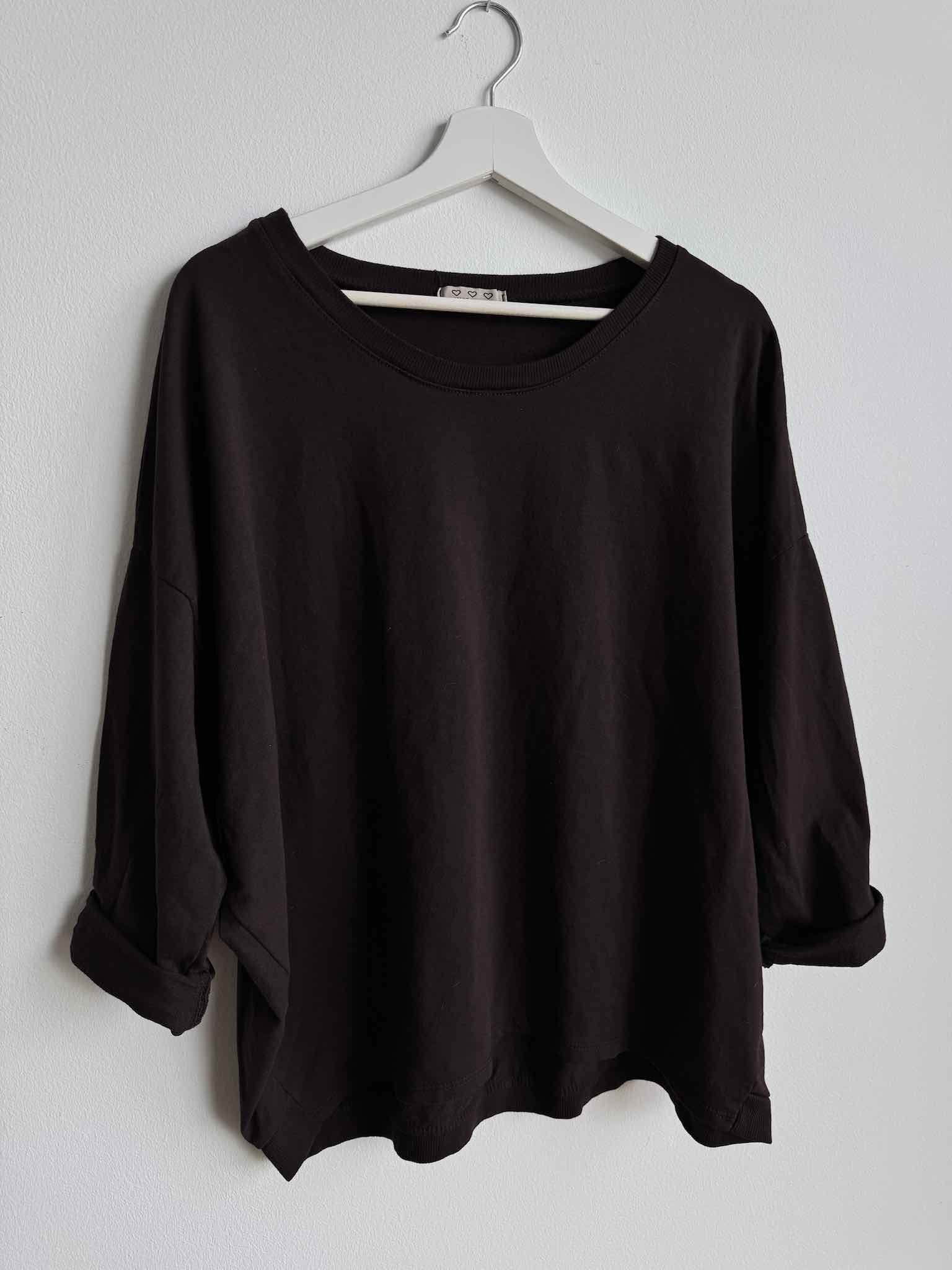Leichtes Basic Sweatshirt für Damen in Dark Chocolate von Maingold Basics