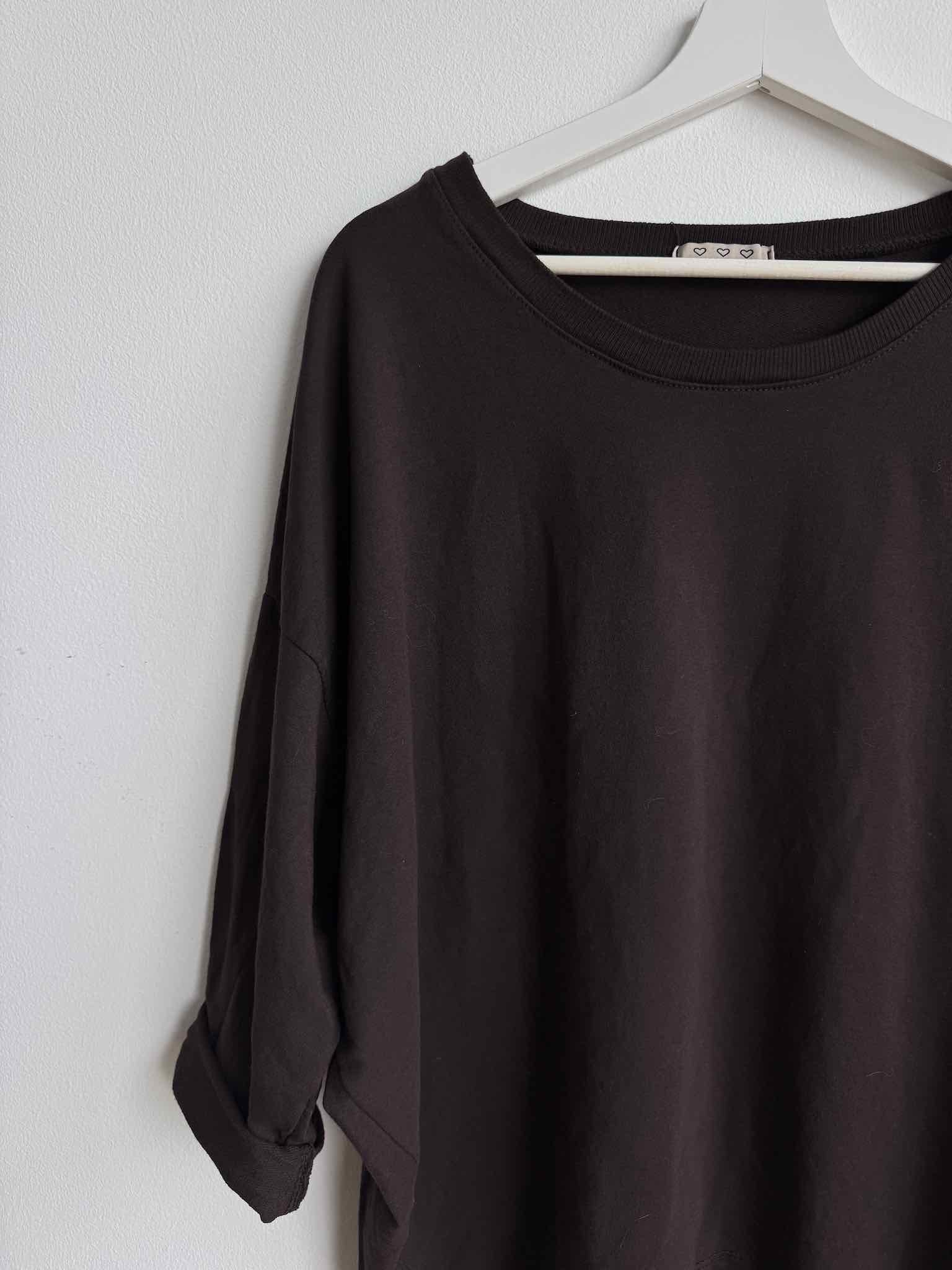 Leichtes Basic Sweatshirt für Damen in Dark Chocolate von Maingold Basics