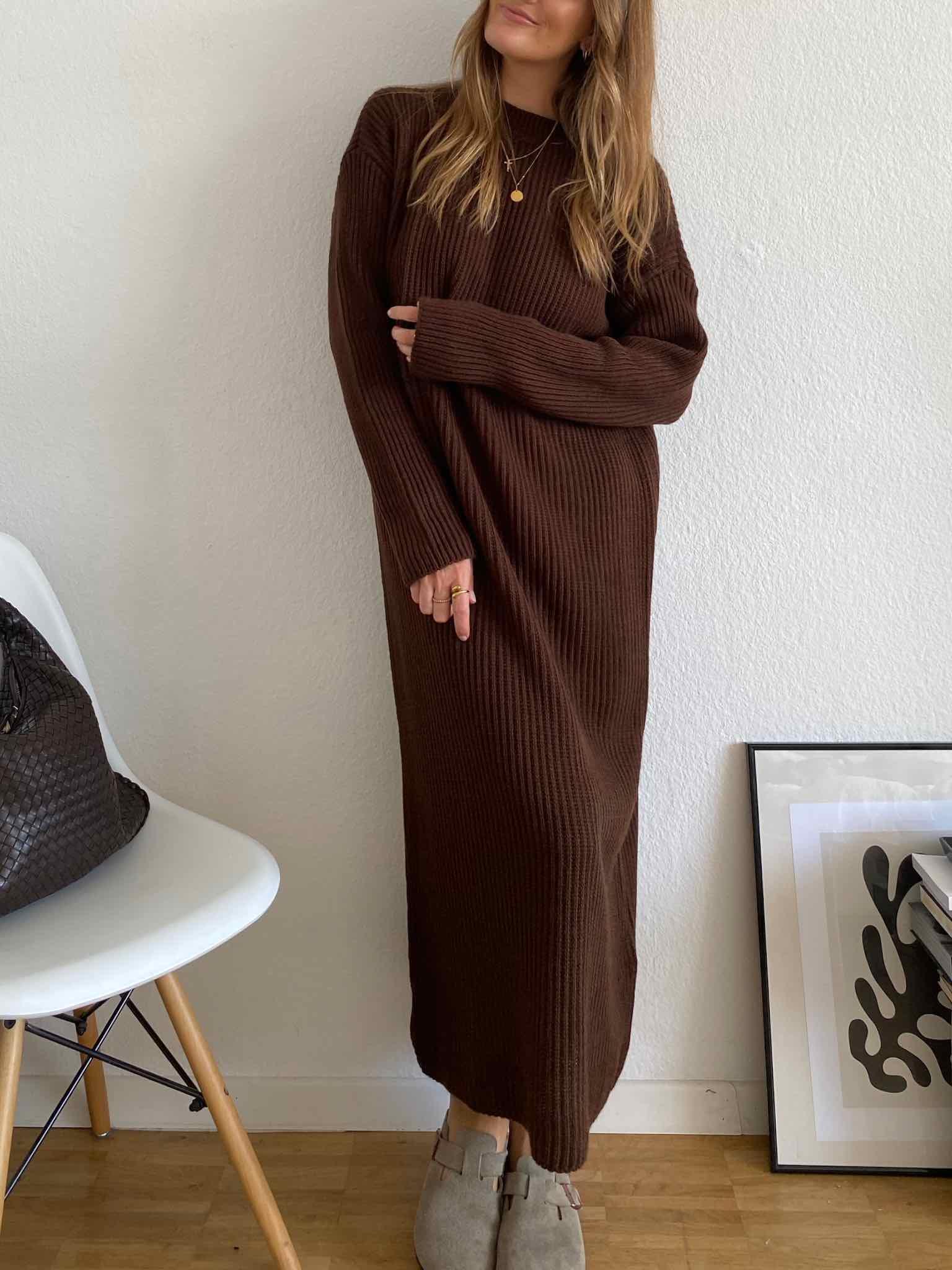 Long Knit Dress für Damen in Brown von Maingold Basics