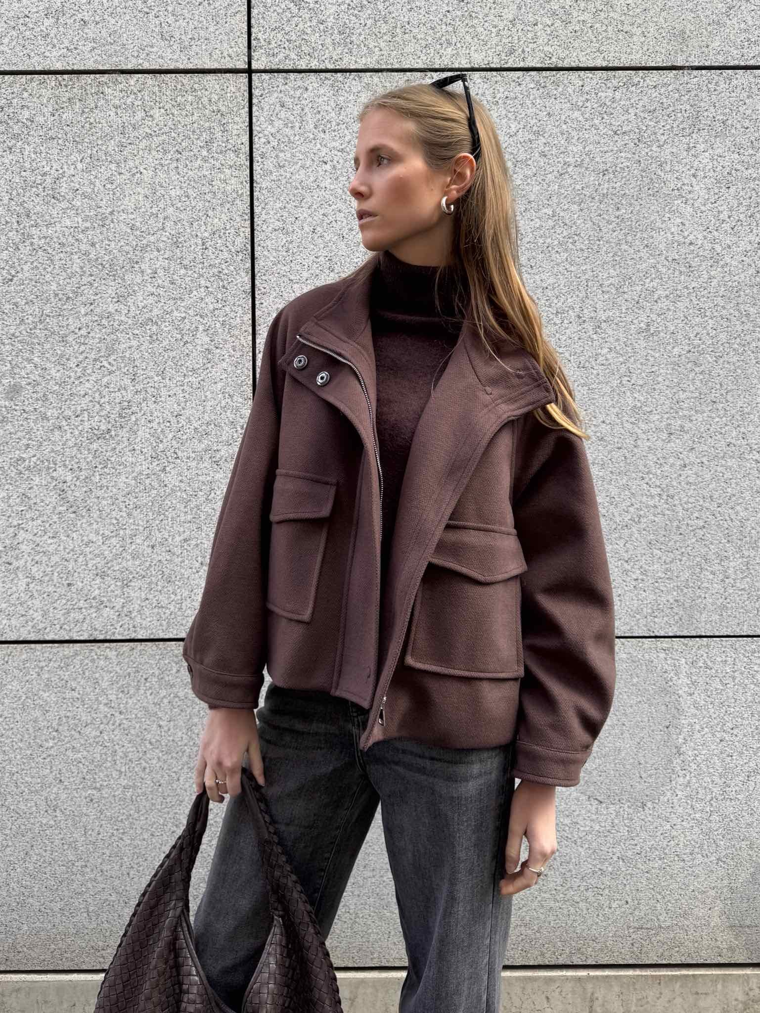 Lumina Jacke mit Stehkragen - Brown