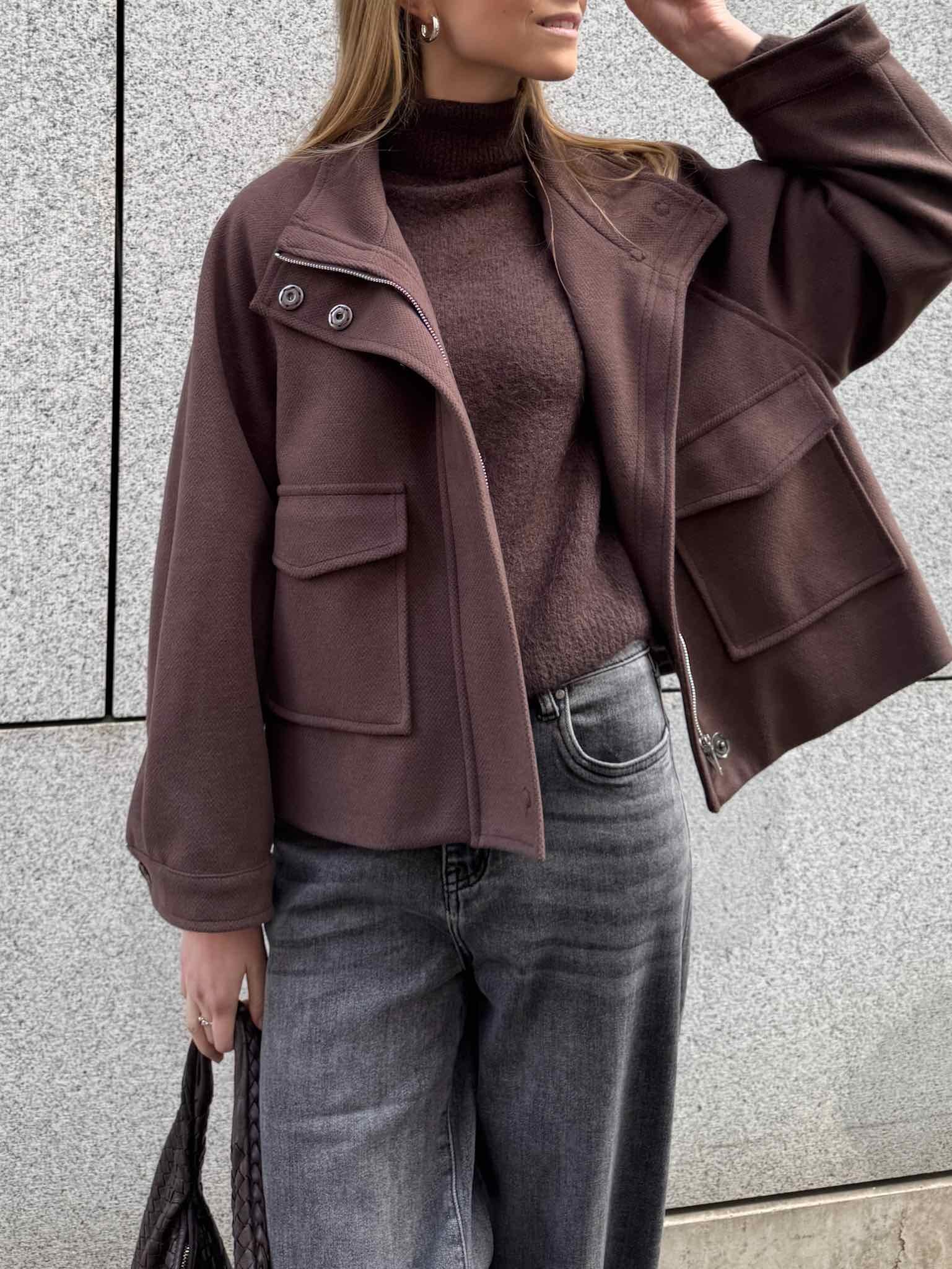 Lumina Jacke mit Stehkragen - Brown