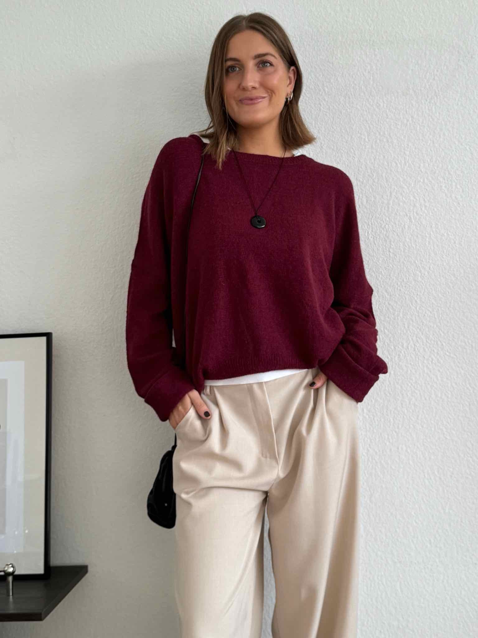 Maingold Basic Lieblings Pulli für Damen in Bordeaux von Maingold Basics