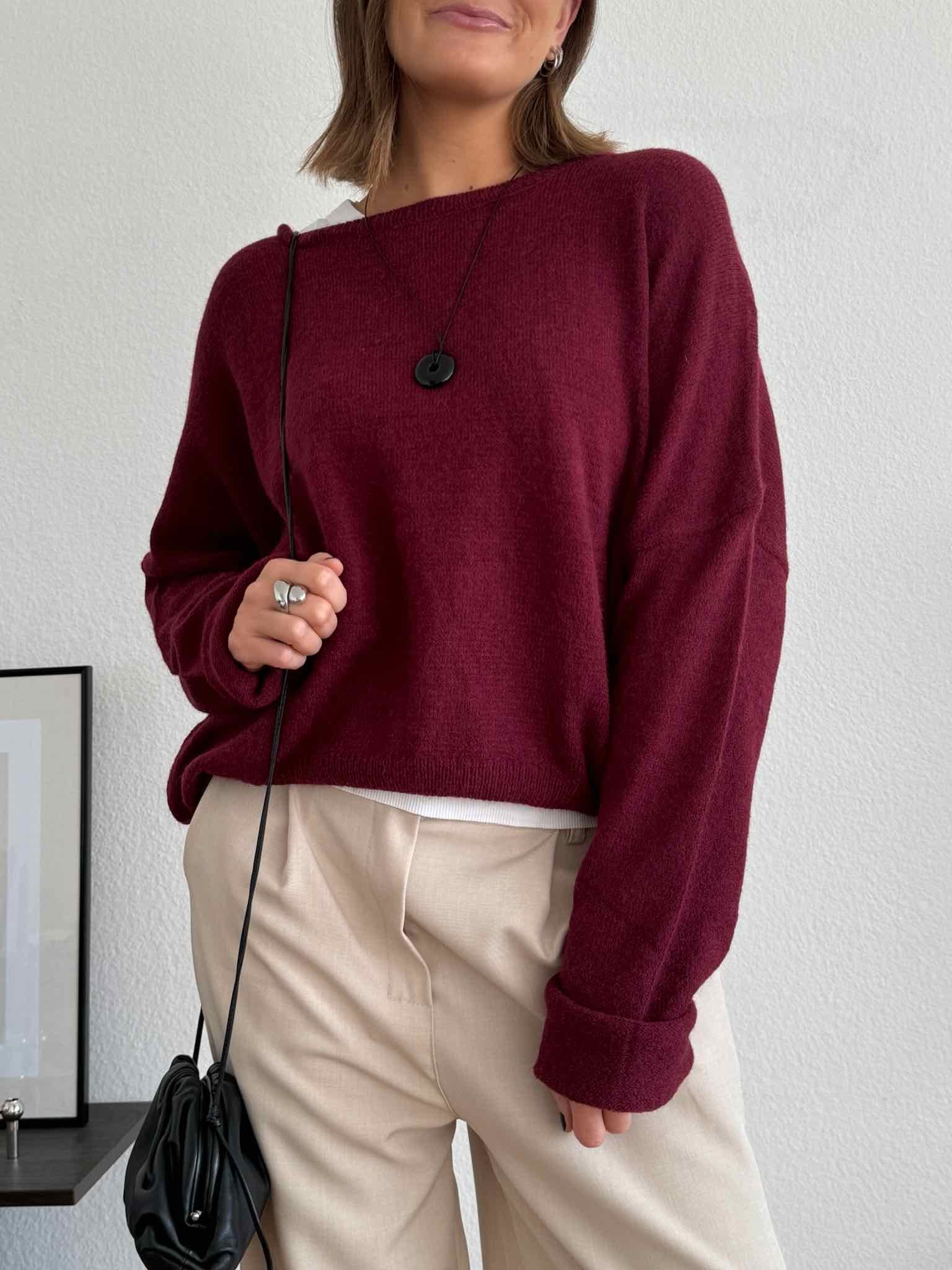 Maingold Basic Lieblings Pulli für Damen in Bordeaux von Maingold Basics