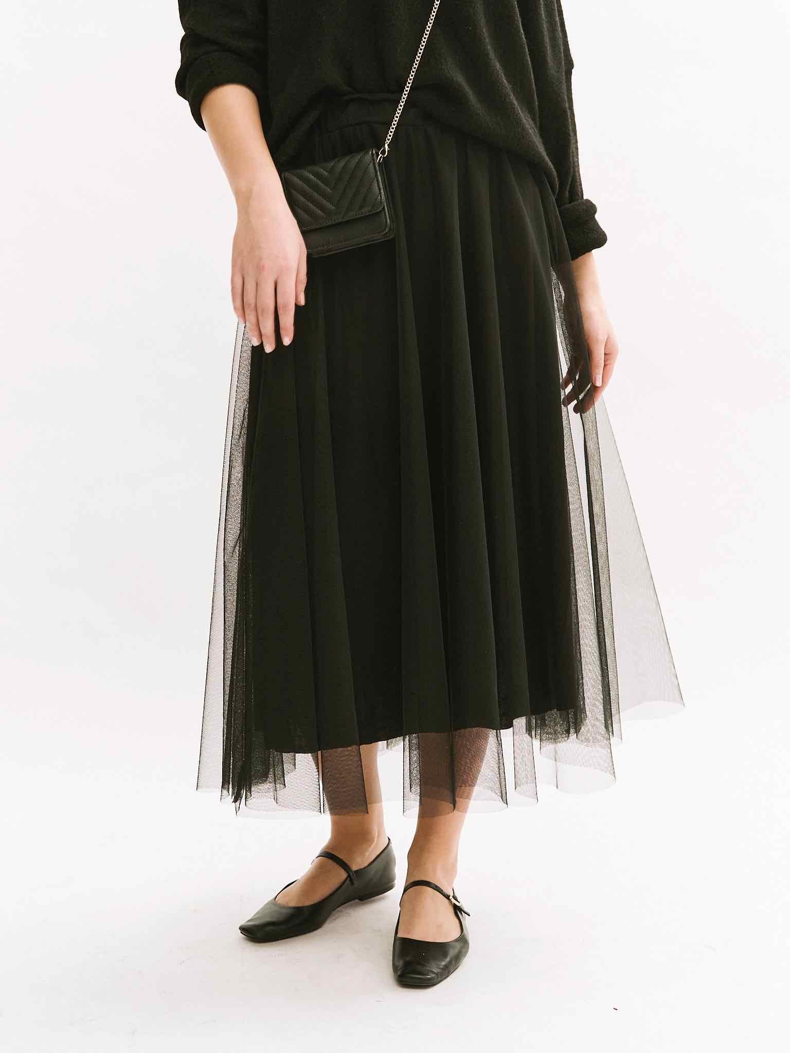 Midi Tüllrock für Damen in Black von Maingold Basics