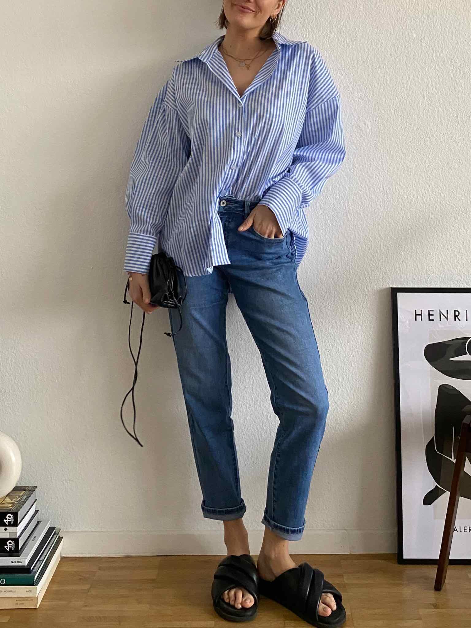Mom Jeans für Damen in Mid Blue von Maingold Basics