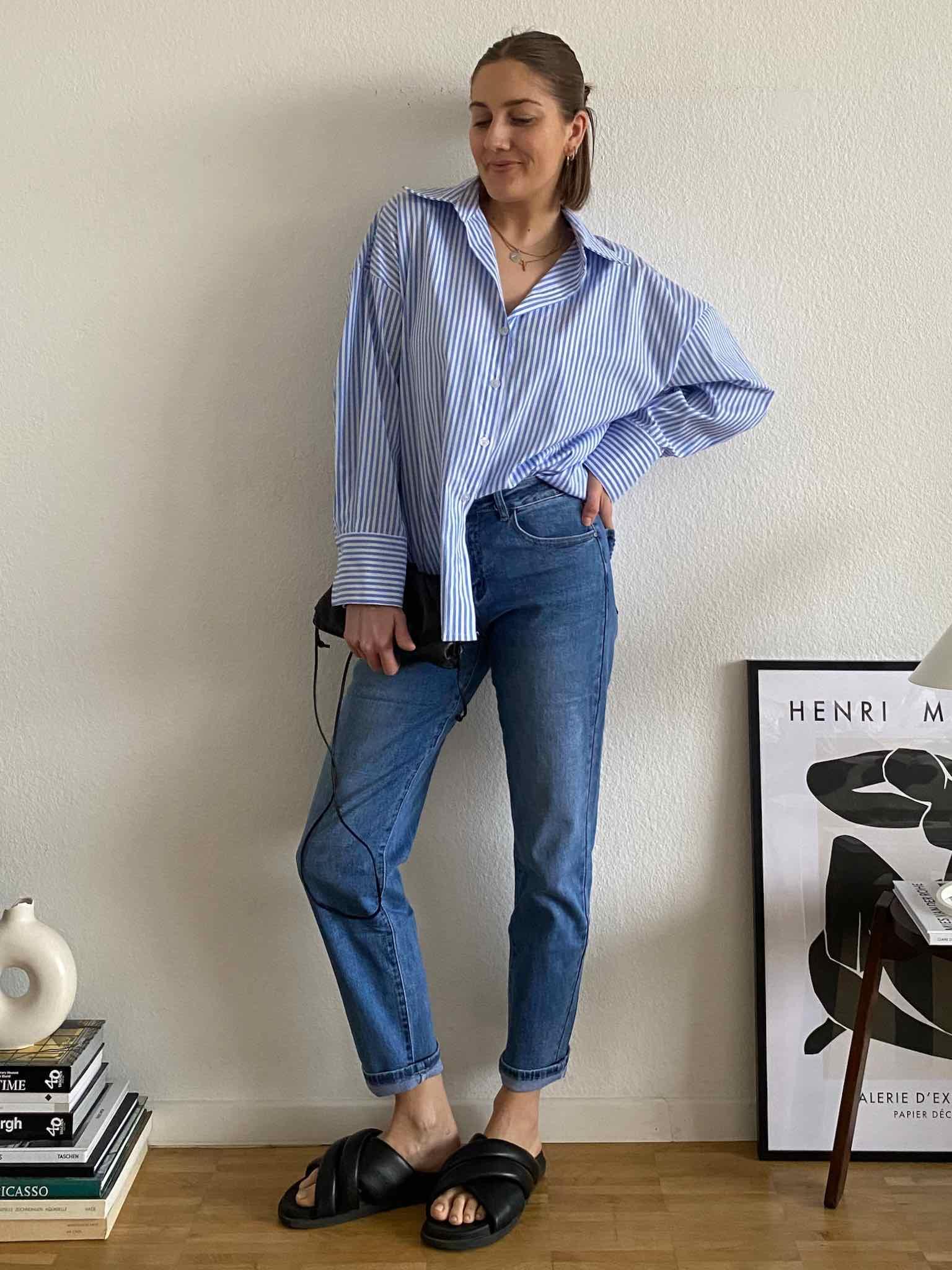 Mom Jeans für Damen in Mid Blue von Maingold Basics
