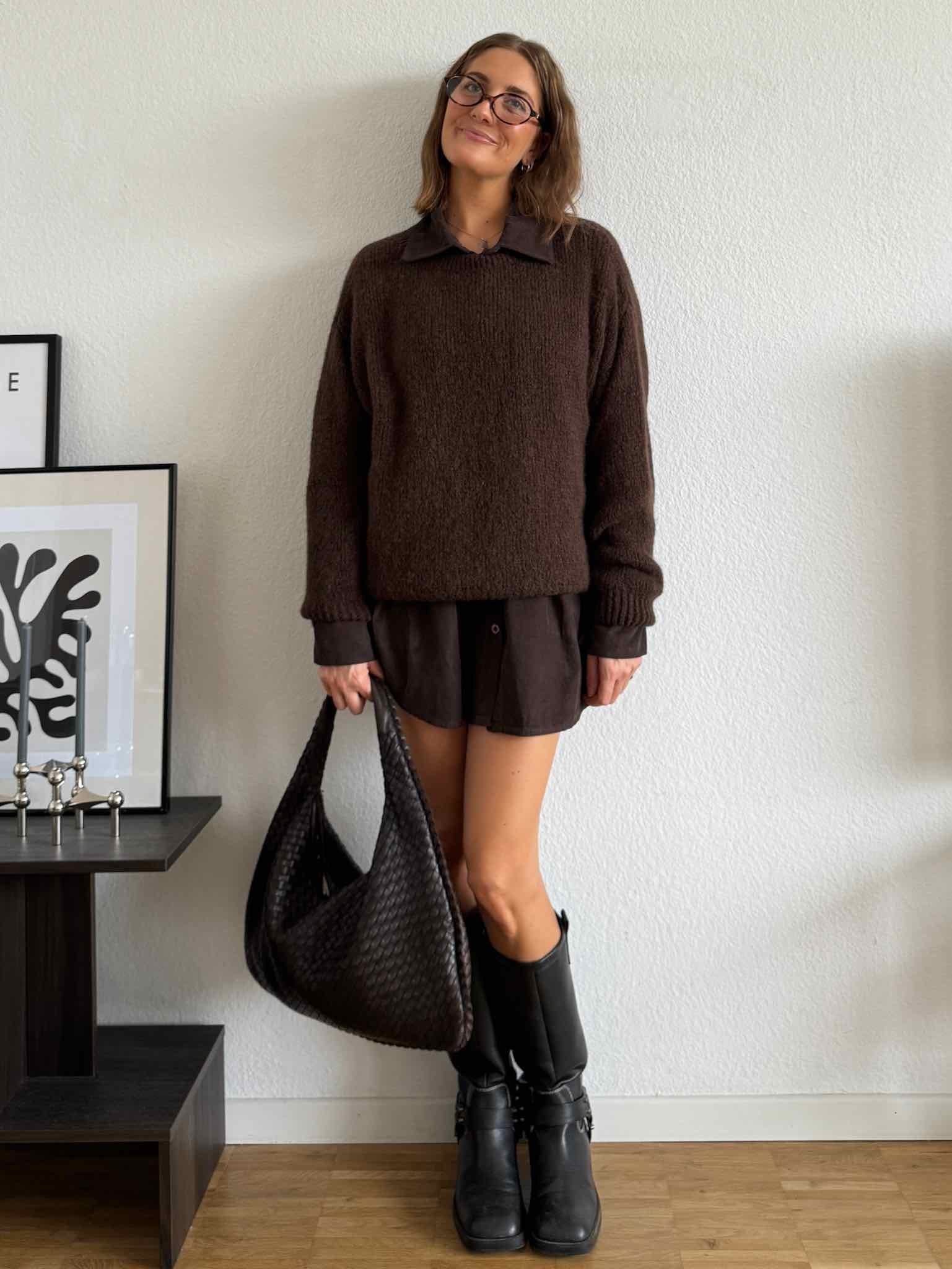 Oversize Kord Hemd für Damen in Chocolate von Maingold Basics