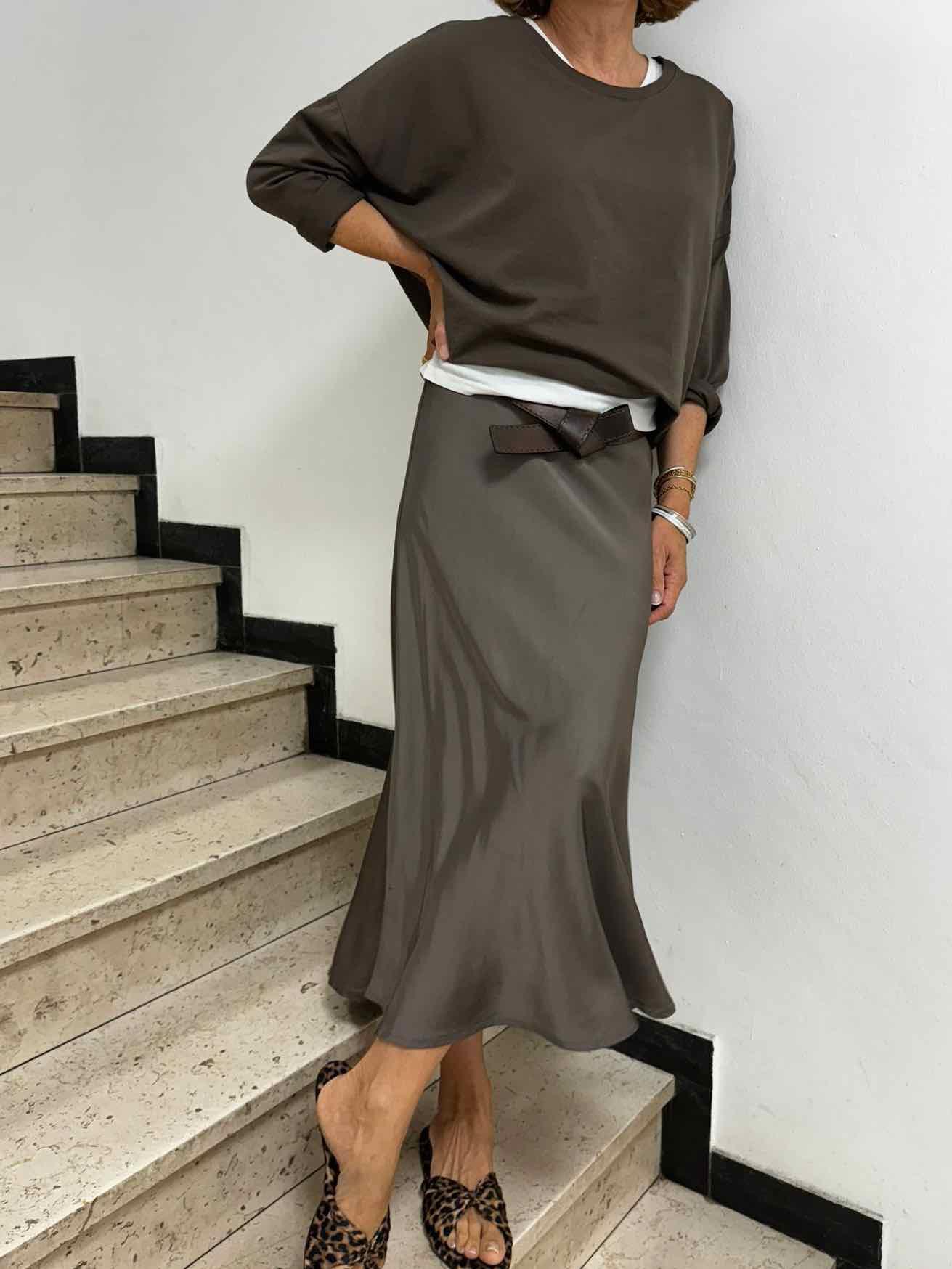 Satin Look Rock für Damen in Brown von Maingold Basics