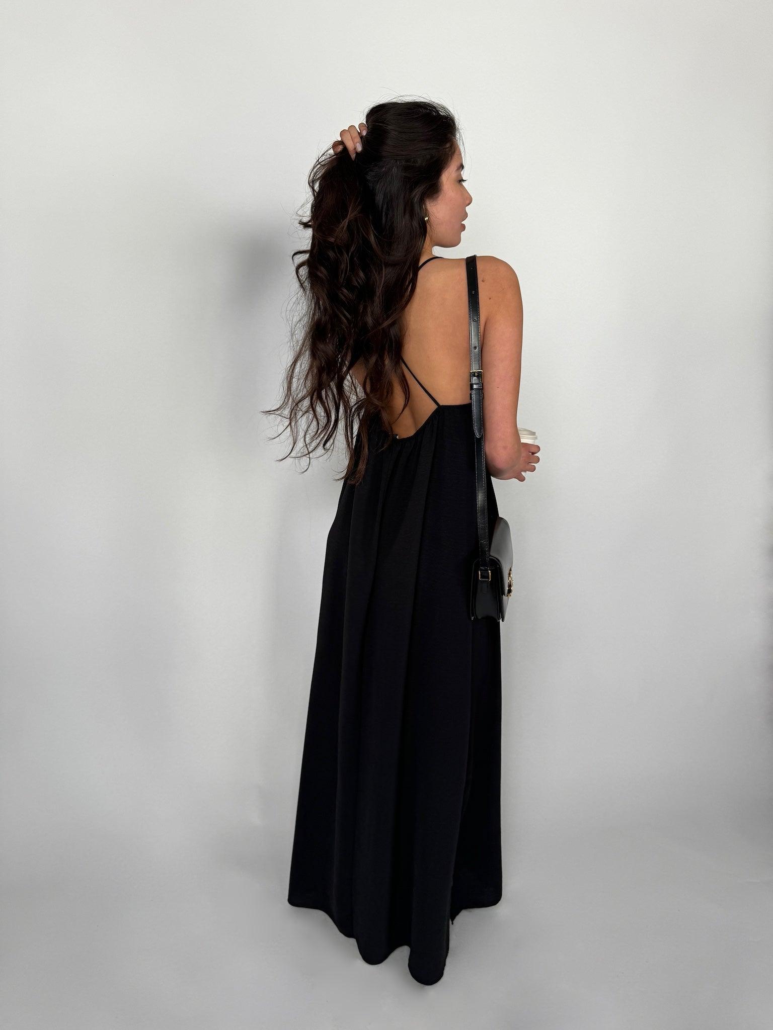 Spaghettiträger Maxi Kleid für Damen in Black von Maingold Basics