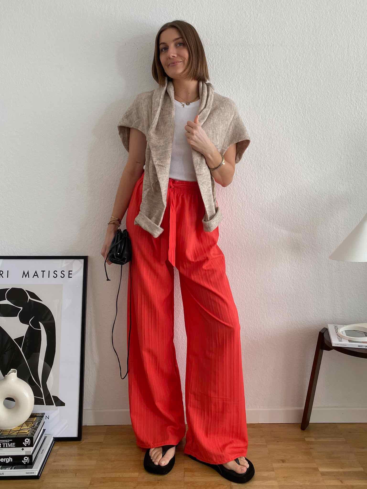 Summer Pants mit Bindegürtel für Damen in Red von Maingold Basics