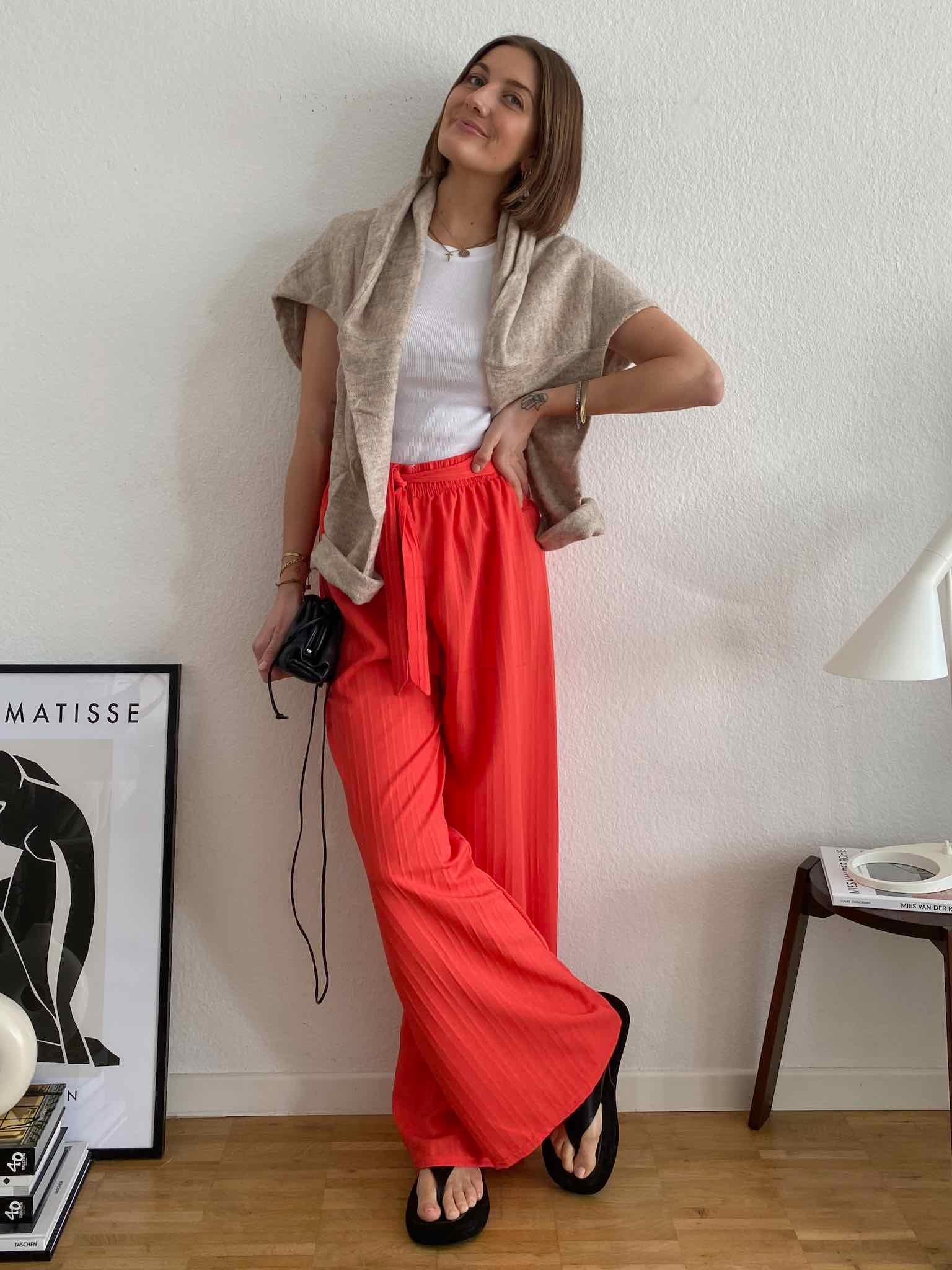 Summer Pants mit Bindegürtel für Damen in Red von Maingold Basics