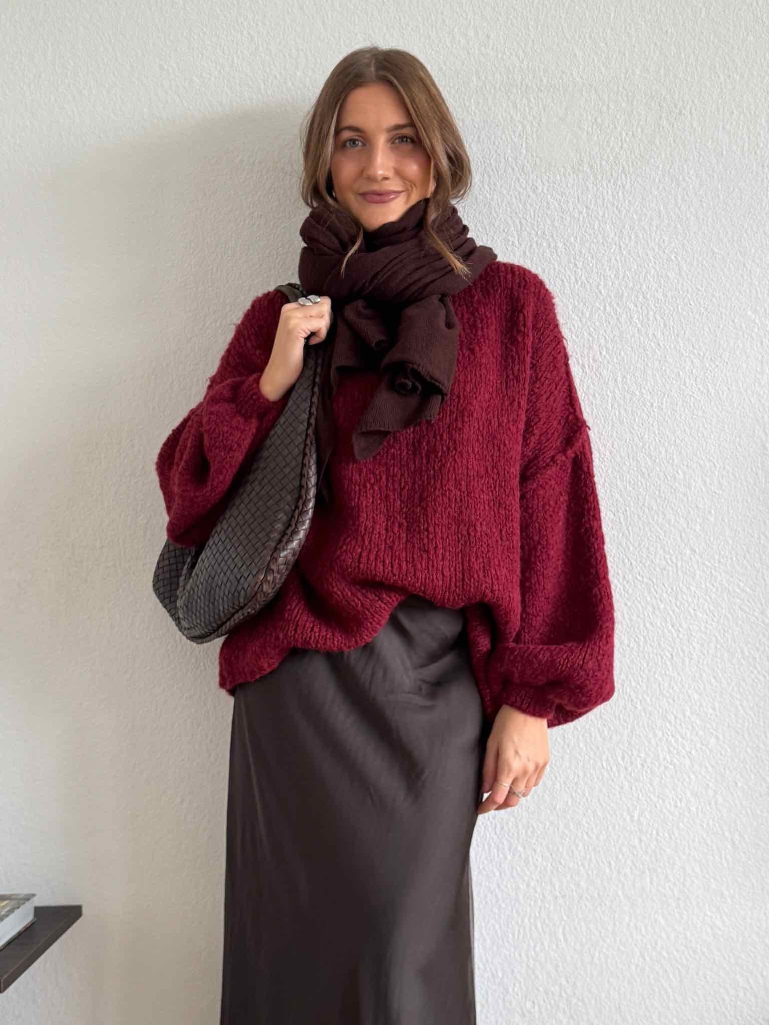 Super Oversized Kuschel Pullover für Damen in Bordeaux