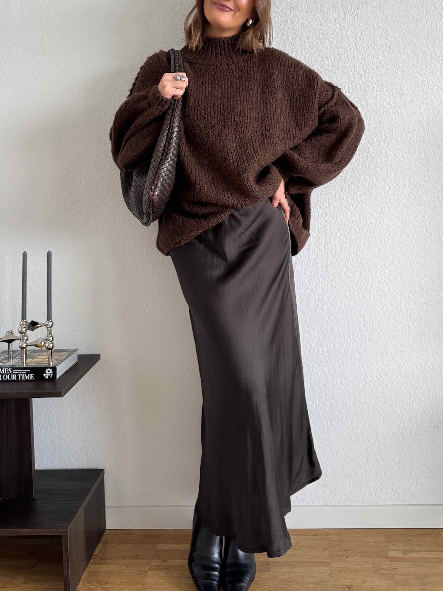 Super Oversized Kuschel Pullover für Damen in Chocolate